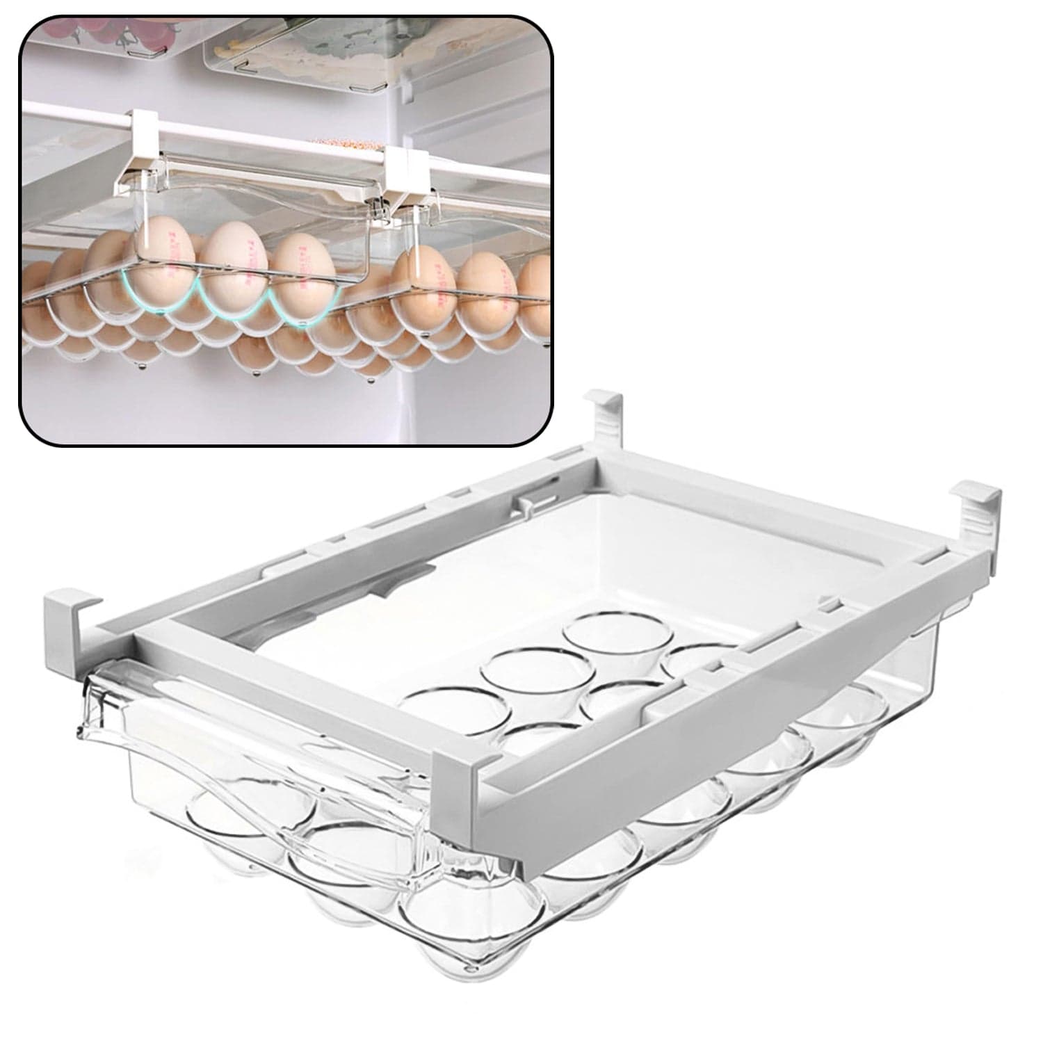Egg Holder For Refrigerator Set Hanging Fridge Organizer Drawer (1 Pc) thumbnail 1
