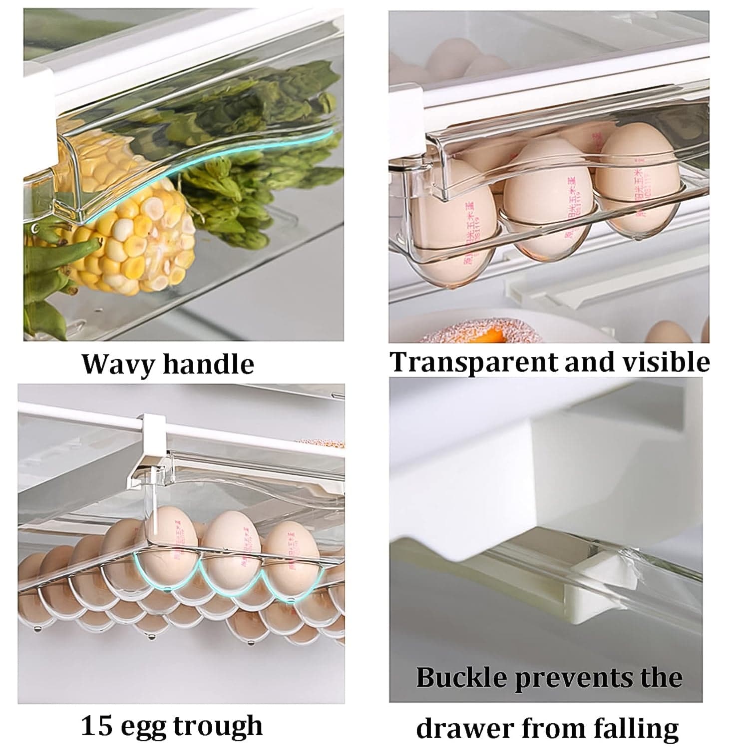 Egg Holder For Refrigerator Set Hanging Fridge Organizer Drawer (1 Pc) thumbnail 6
