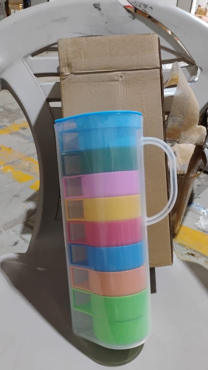 Rainbow Picnic Plastic Pitcher / Jug / Kettle Glass / Cup Set Water Bottle+Cup (9 Pcs Set) thumbnail 8