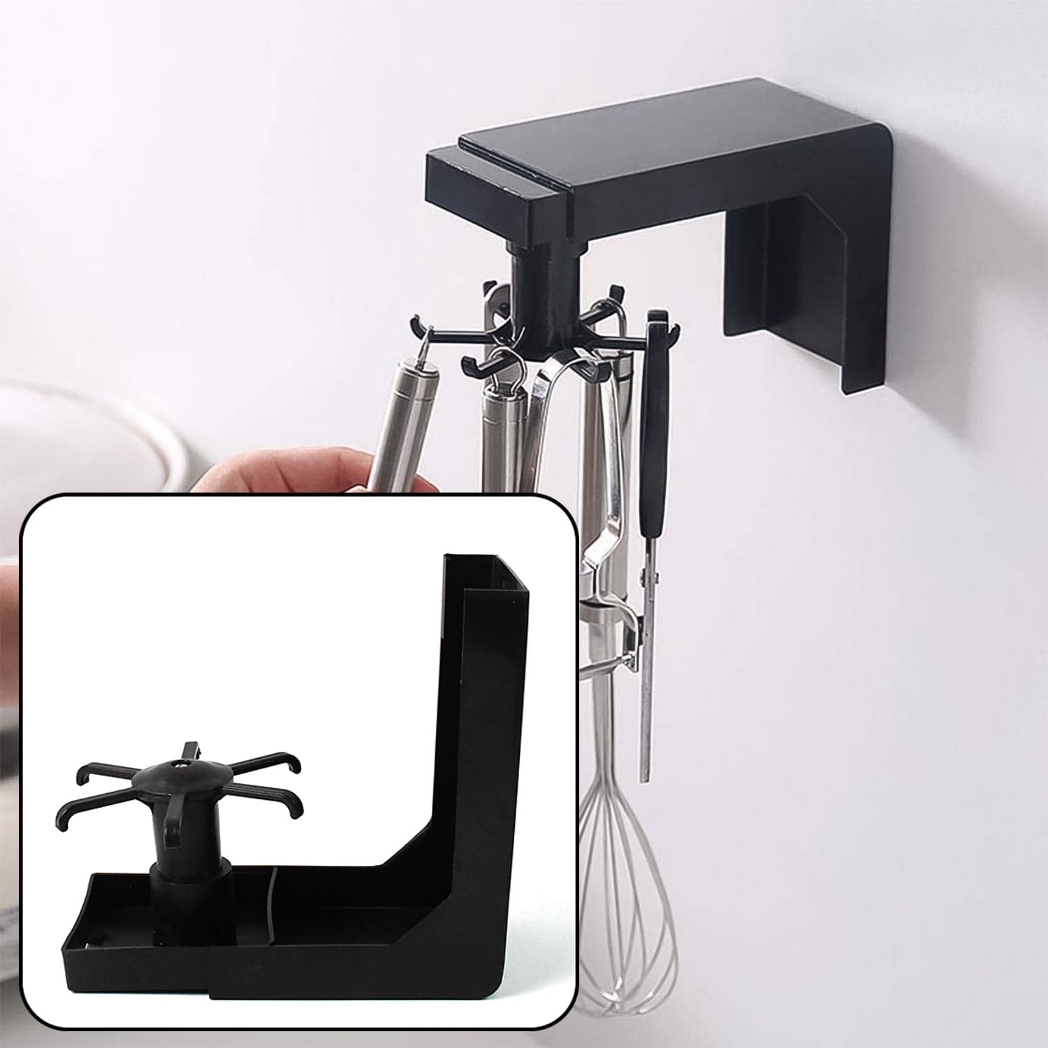 Self Adhesive 360 Degree Rotating Cooking Utensils Holder (1 Pc) thumbnail 3