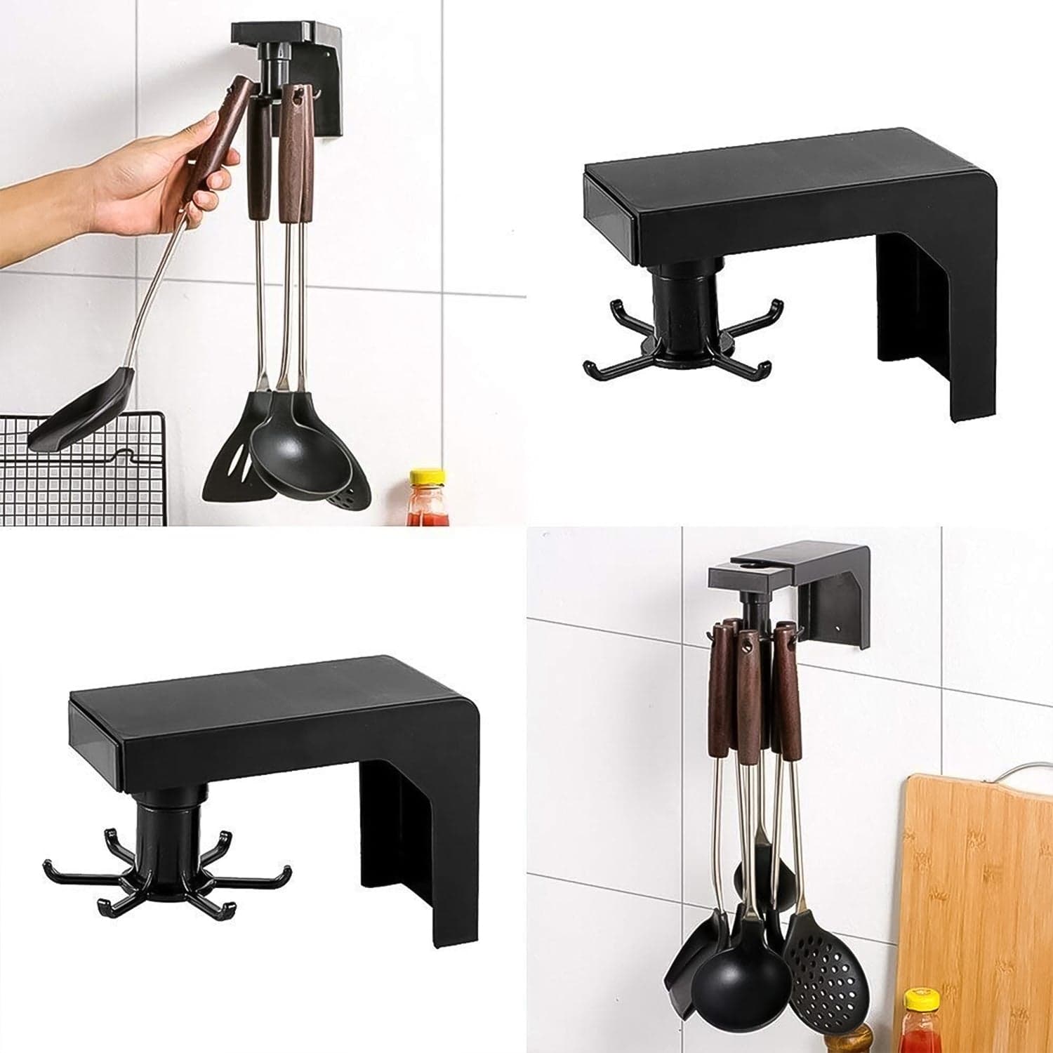 Self Adhesive 360 Degree Rotating Cooking Utensils Holder (1 Pc) thumbnail 6