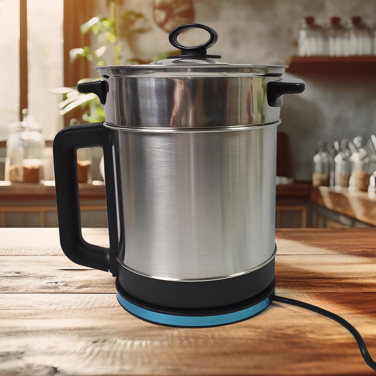 Soup Pot with Lid, Stainless Steel Multi Cooker Kettle (800W / 2.5 Ltr.) thumbnail 4