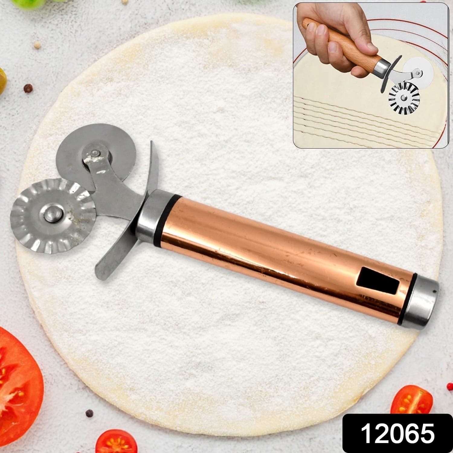 Pastry cutter wheel - Pie Crust Cutter Premium Double Cutter Wheel (1 Pc) thumbnail 2