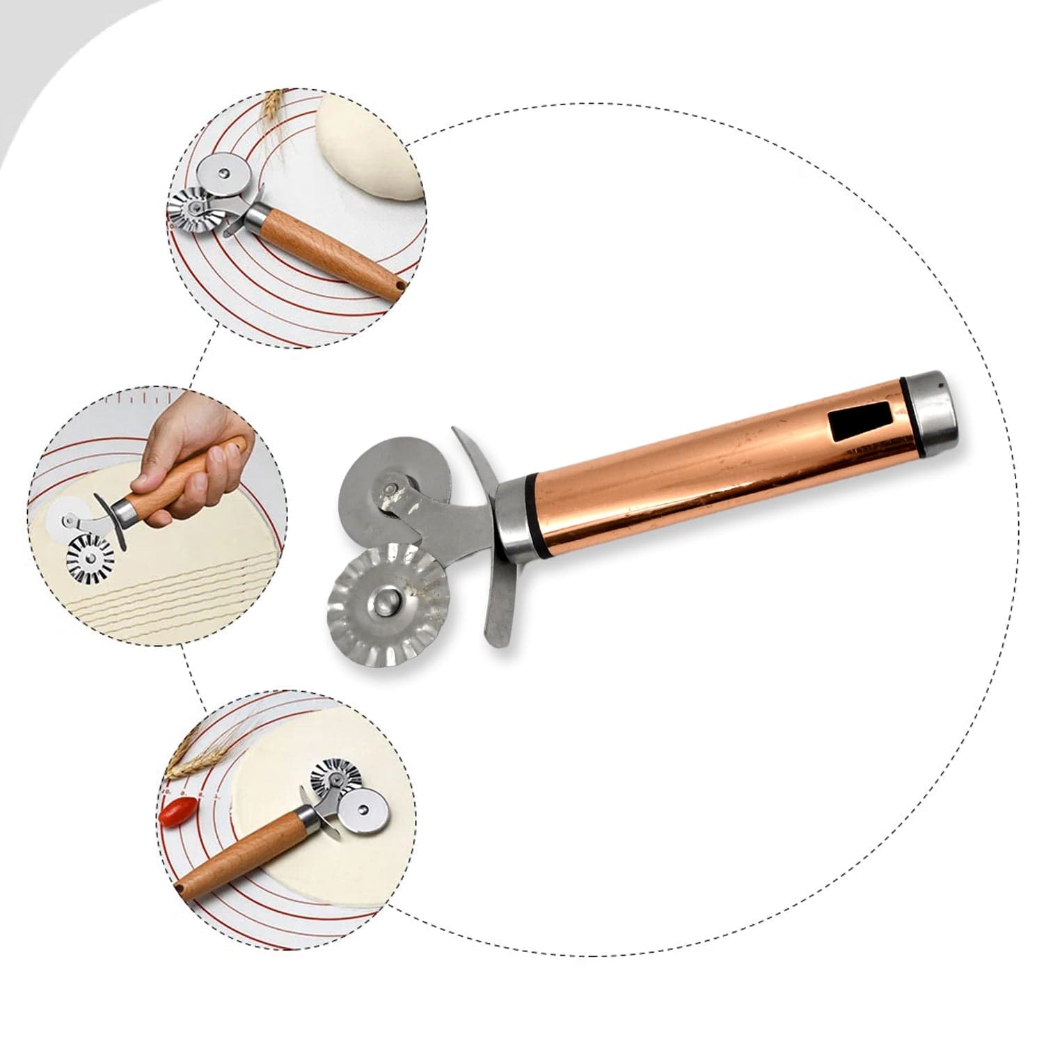 Pastry cutter wheel - Pie Crust Cutter Premium Double Cutter Wheel (1 Pc) thumbnail 3