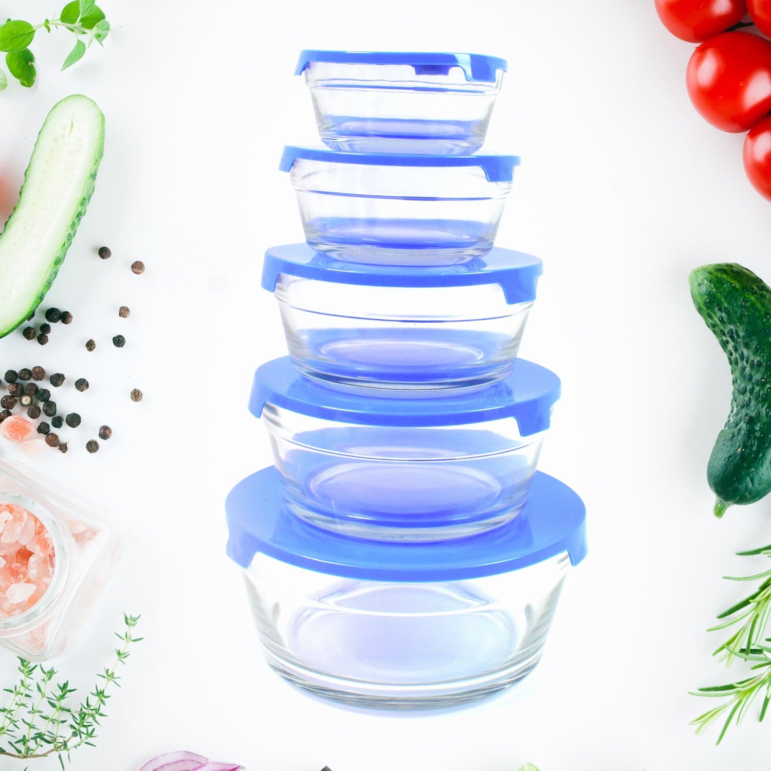 Modern Glass Bowl Set Mixing / Storage Bowls with Lids (5 Pcs Set) thumbnail 3