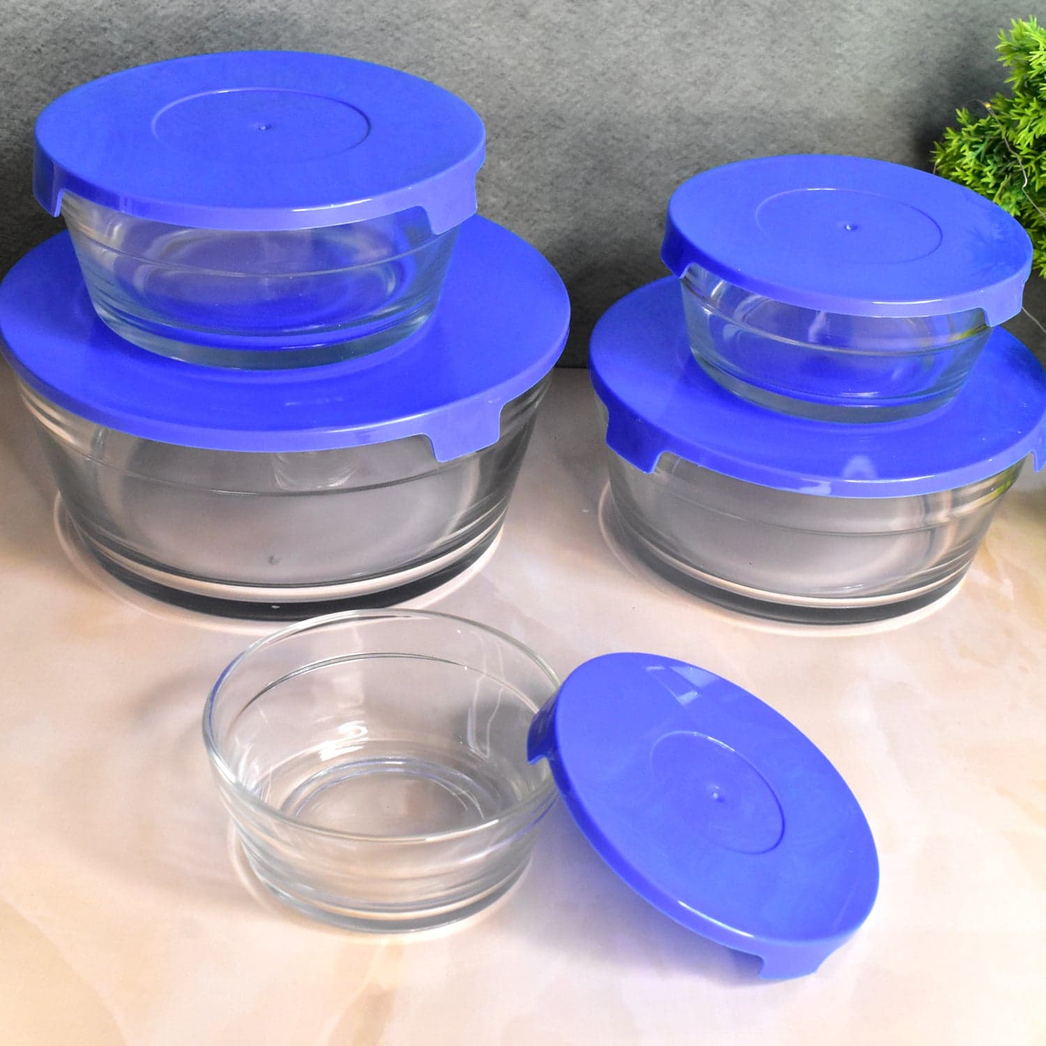Modern Glass Bowl Set Mixing / Storage Bowls with Lids (5 Pcs Set) thumbnail 4