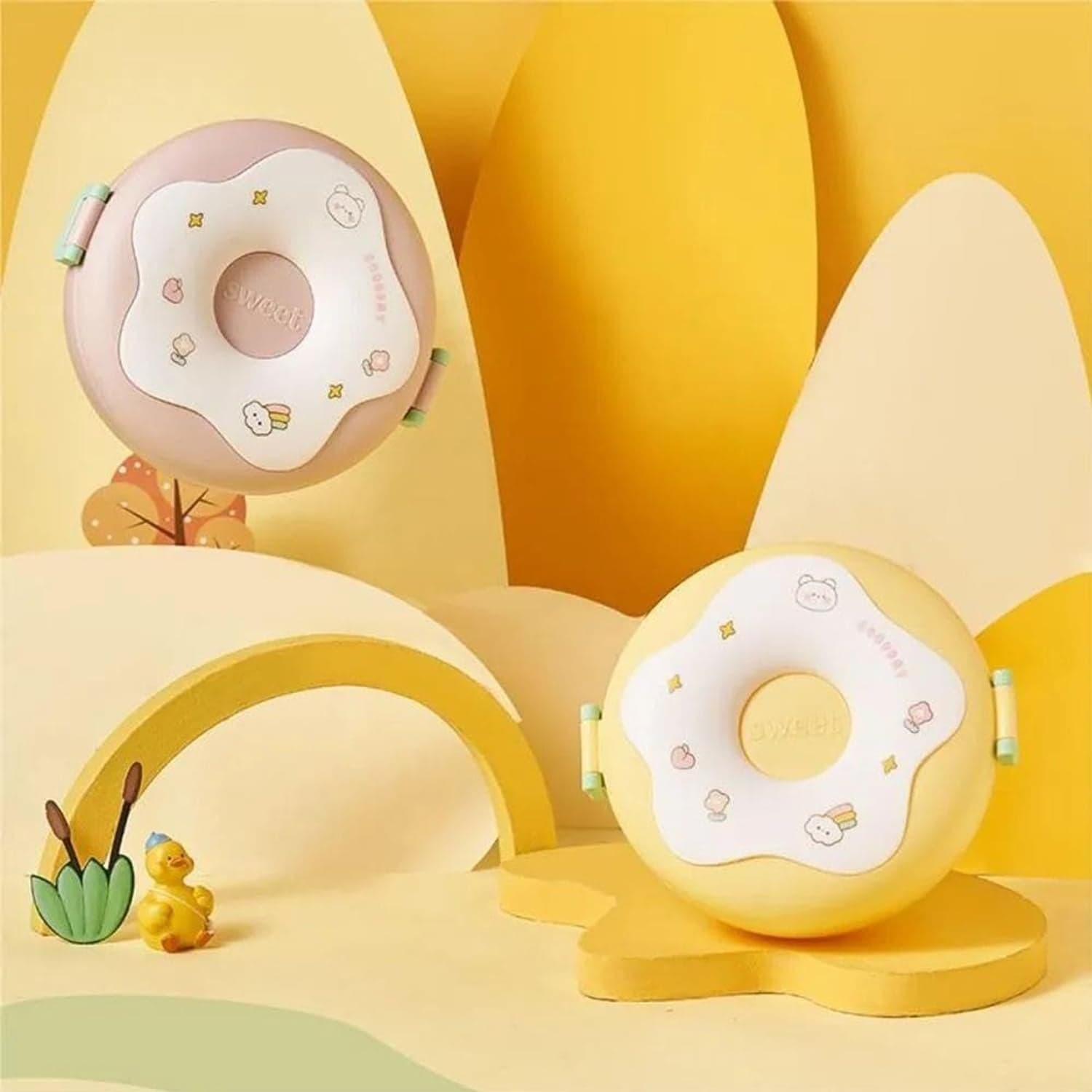 Donut Shaped Double Insulated 3 Compartment Lunch Box (1 Pc / Mix Color) thumbnail 4