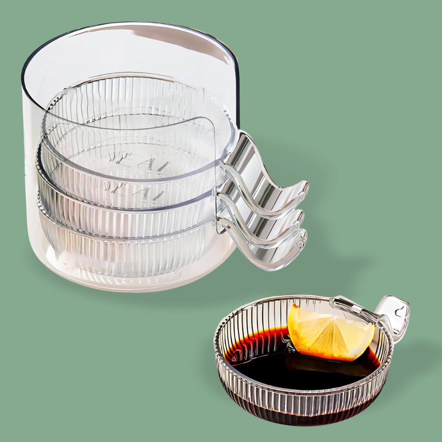 Plastics Dip Bowls, Dipping Sauce Bowls with Handle (4 Pcs Set / With Case) thumbnail 1