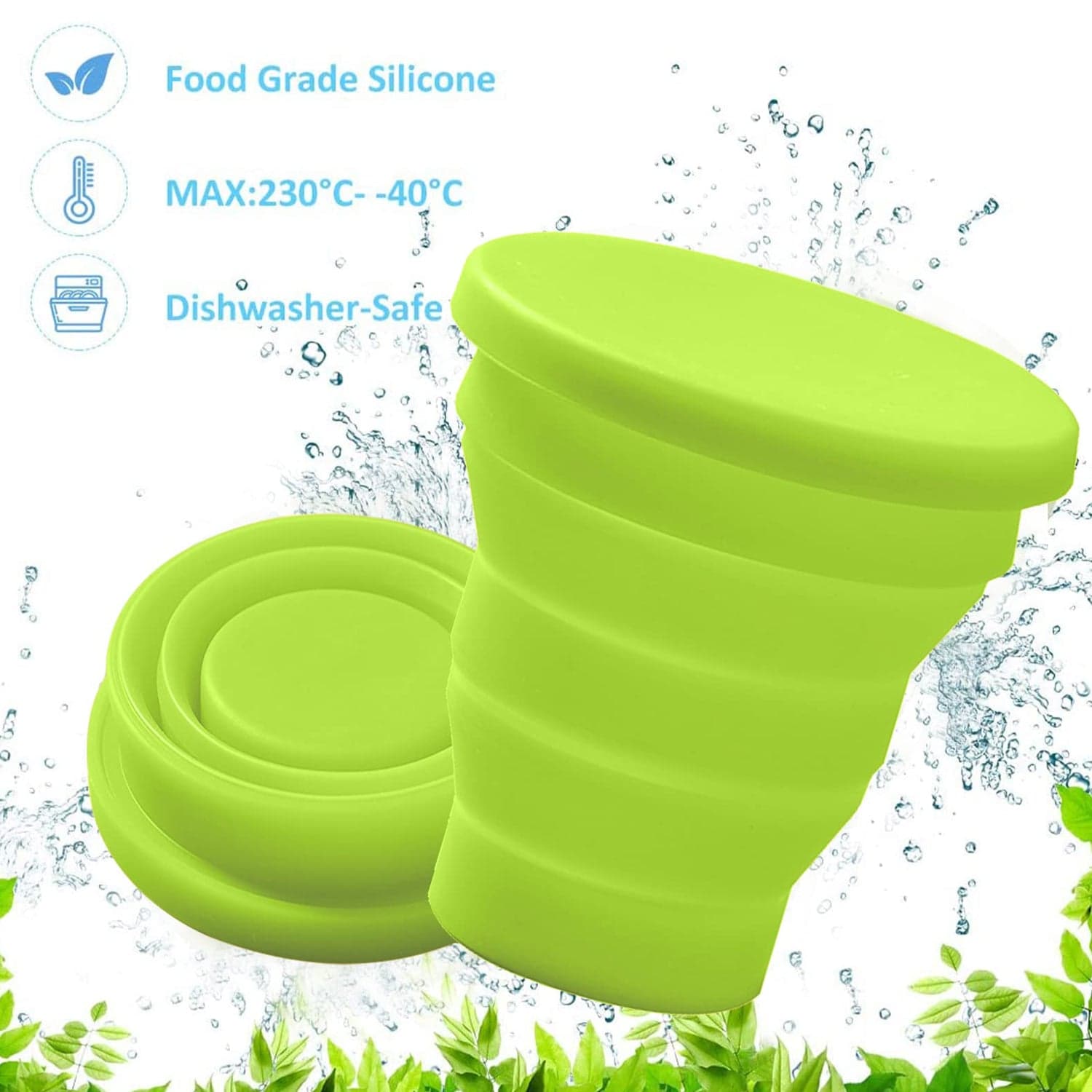 Round Silicone Foldable Glass / Cup, Foldable Travel Mug With Lid (1 Pc) thumbnail 10