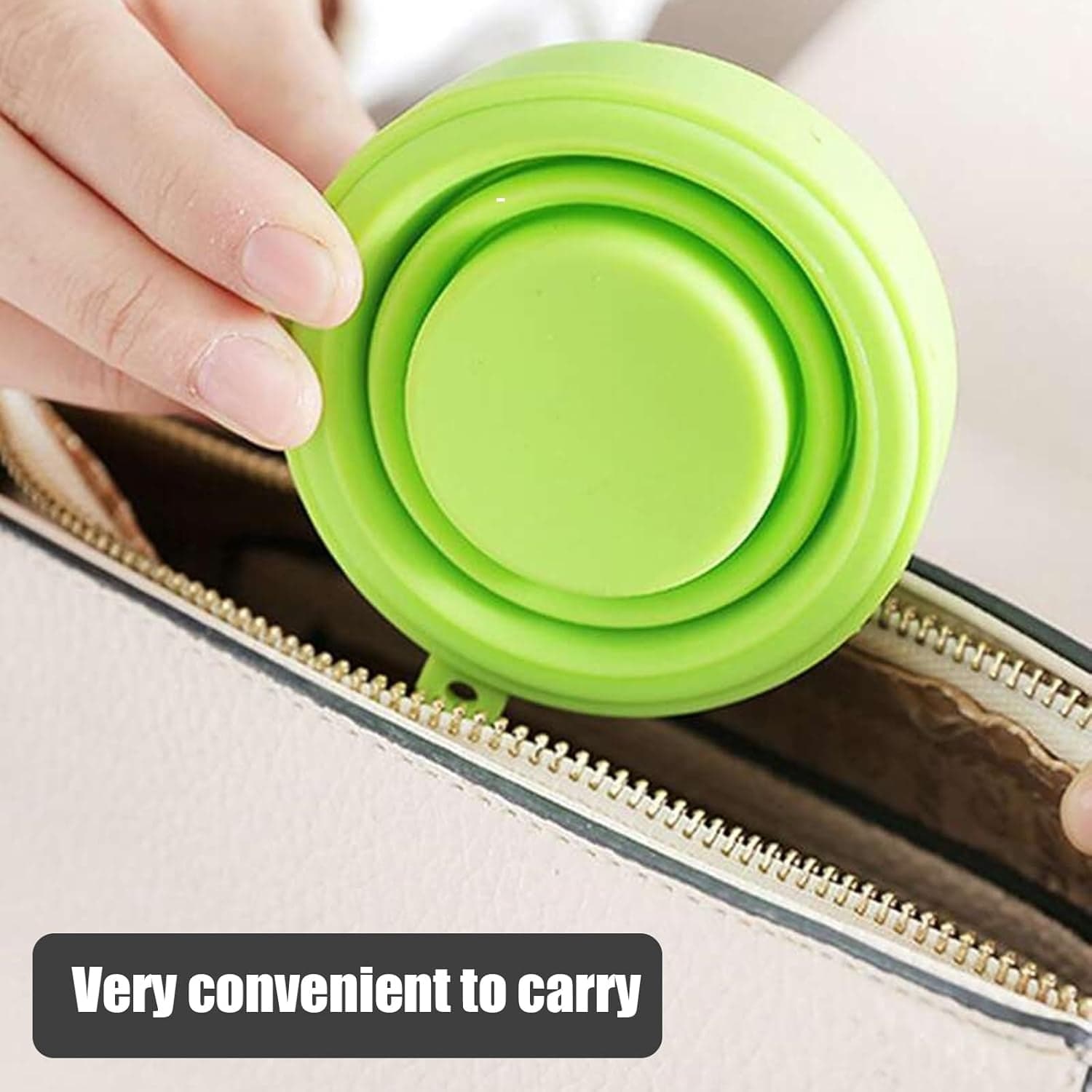 Round Silicone Foldable Glass / Cup, Foldable Travel Mug With Lid (1 Pc) thumbnail 4