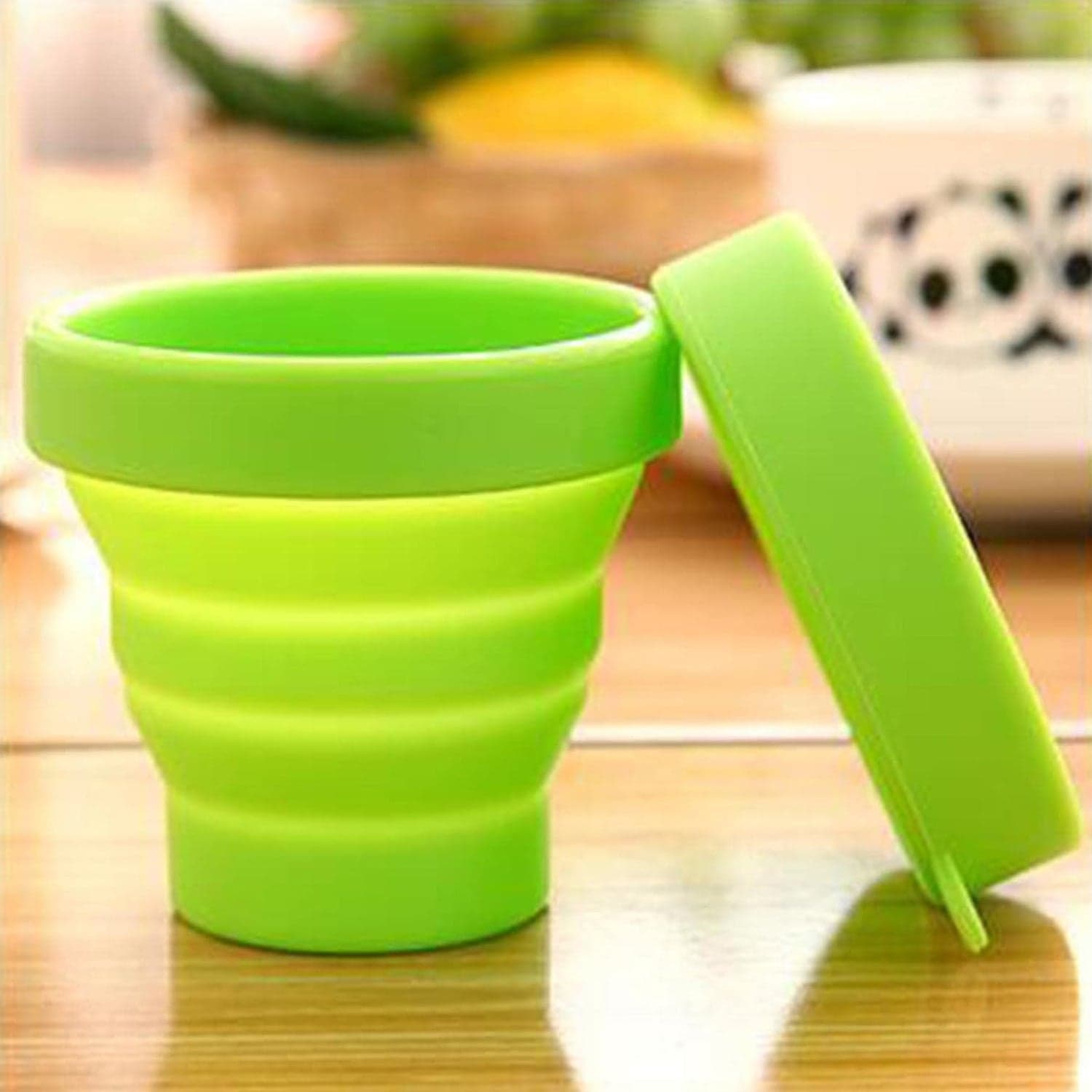 Round Silicone Foldable Glass / Cup, Foldable Travel Mug With Lid (1 Pc) thumbnail 8