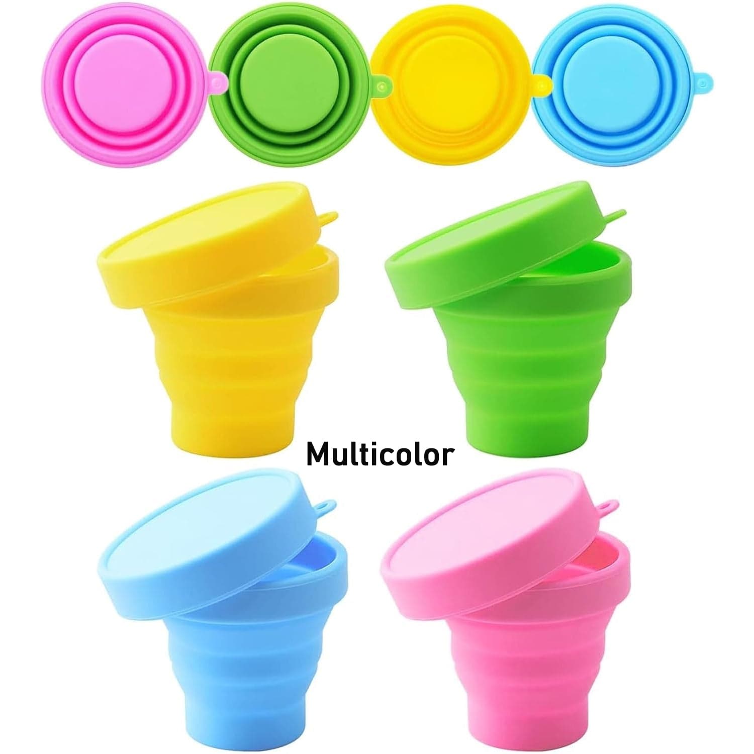 Round Silicone Foldable Glass / Cup, Foldable Travel Mug With Lid (1 Pc) thumbnail 9