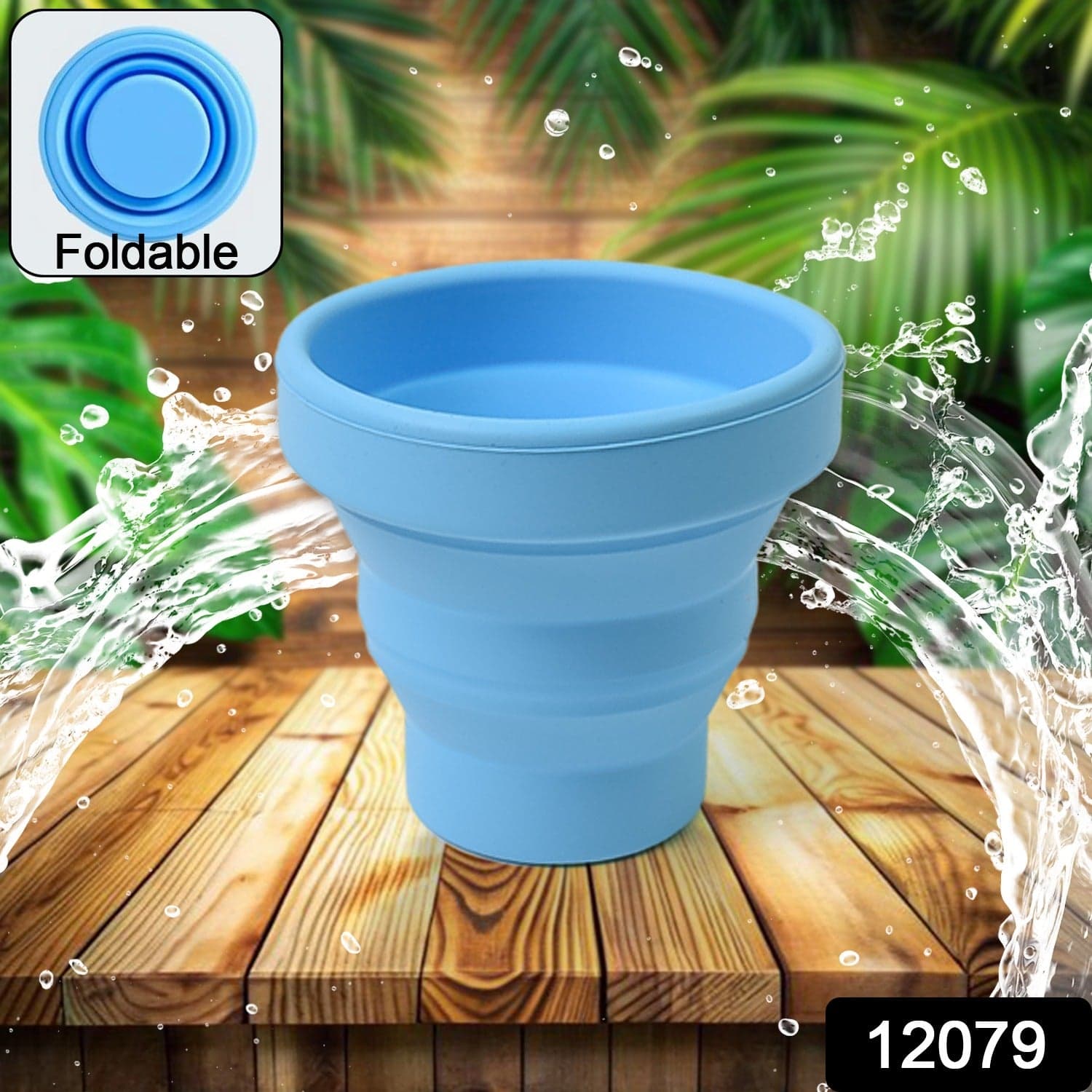 Round Silicone Foldable Glass, Foldable Travel Mug Without Lid (1 Pc) thumbnail 2