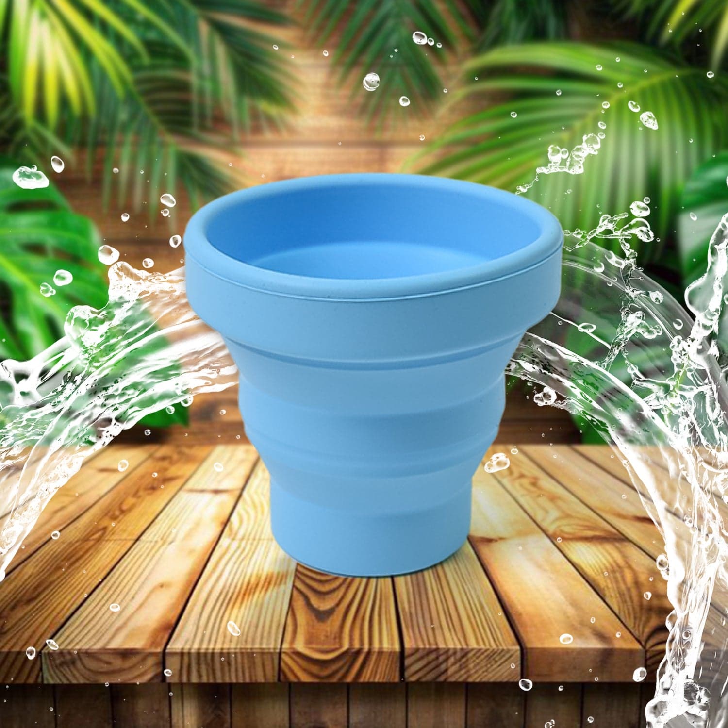 Round Silicone Foldable Glass, Foldable Travel Mug Without Lid (1 Pc) thumbnail 3