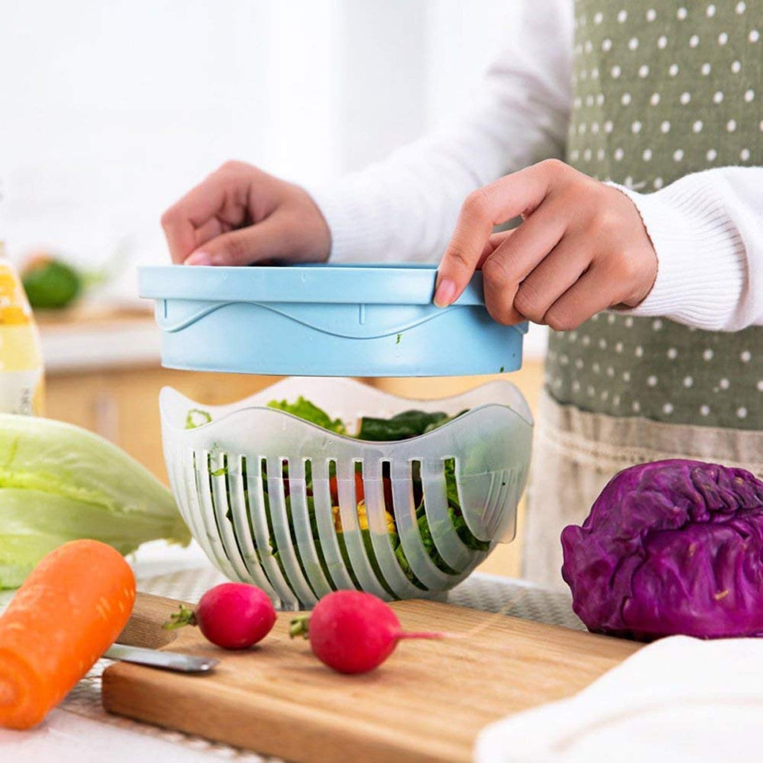 Plastic 60 Seconds Salad Cutter Salad Maker Salad Bow (1 Pc) thumbnail 7