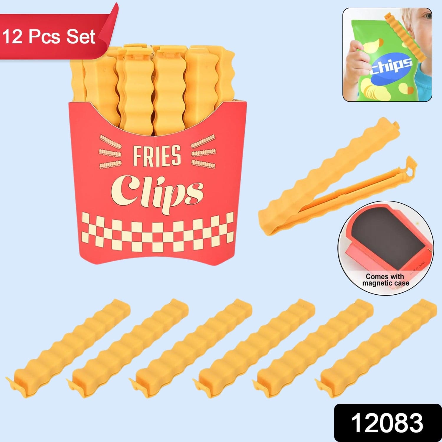 Cute French-Fries-Shaped Bag Clips With in a Magnetic Box (12 Pcs Set) thumbnail 2