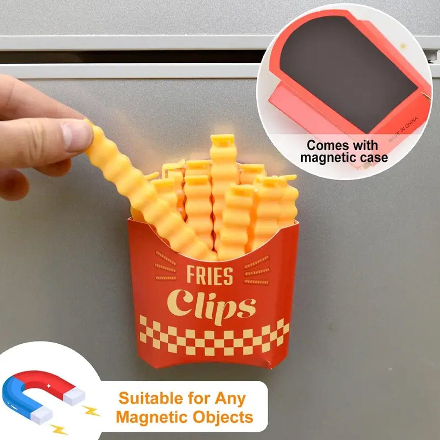 Cute French-Fries-Shaped Bag Clips With in a Magnetic Box (12 Pcs Set) thumbnail 3
