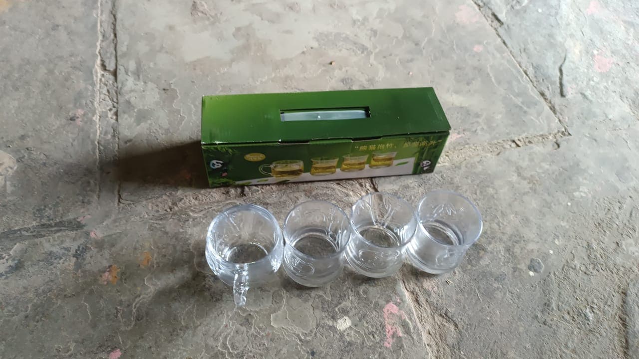 Glass 3 Pc Mug & 1 Pc Cup Set, Water glass (4 Pcs Set) thumbnail 6