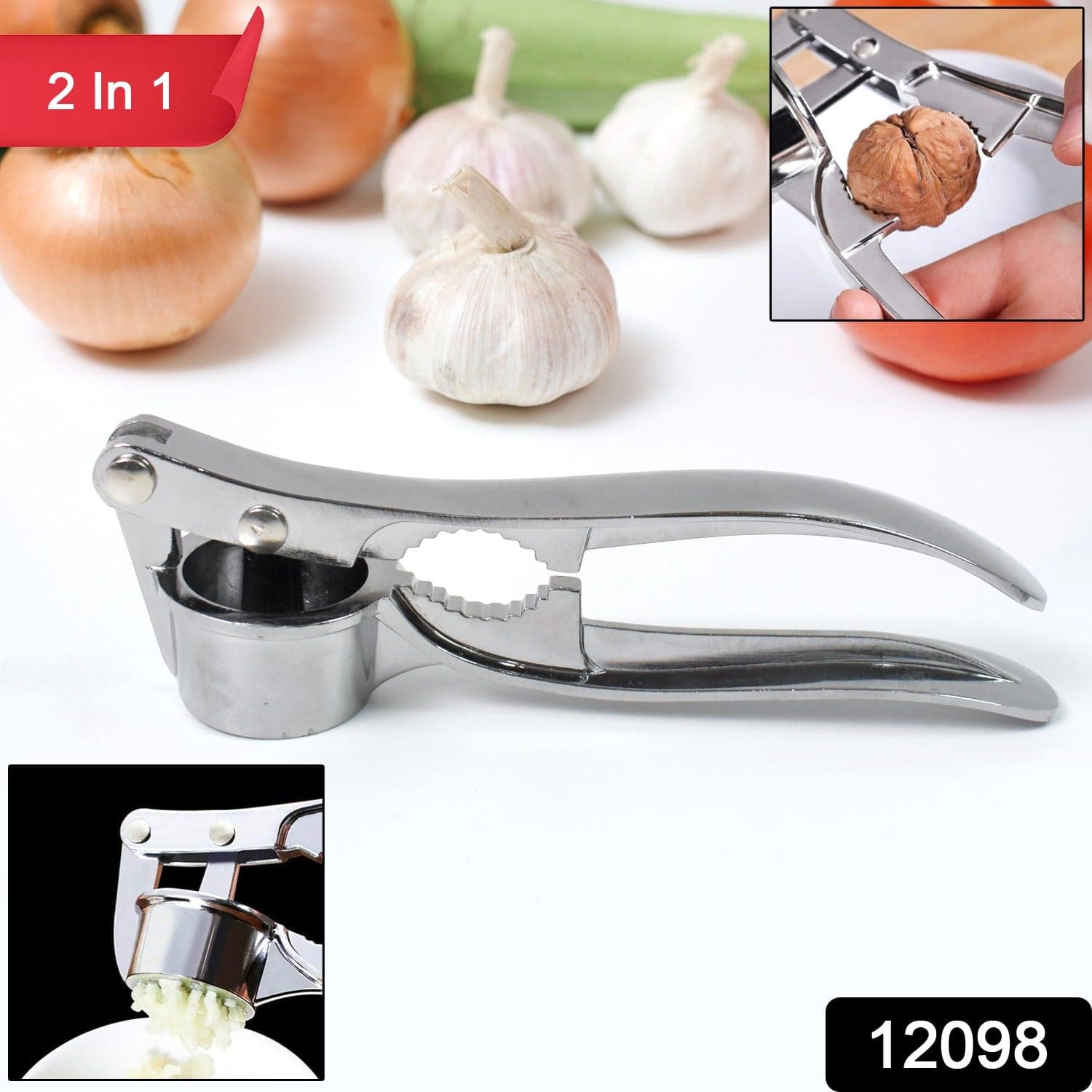 2 in1 Garlic Masher Premium Garlic Press & Walnut Cracker Opener (1 Pc) thumbnail 2