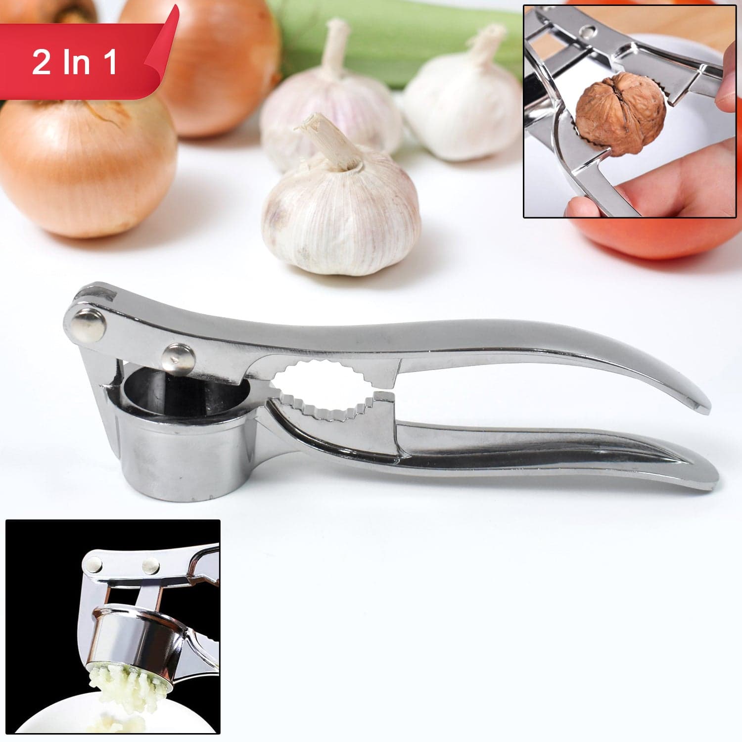 2 in1 Garlic Masher Premium Garlic Press & Walnut Cracker Opener (1 Pc) thumbnail 3
