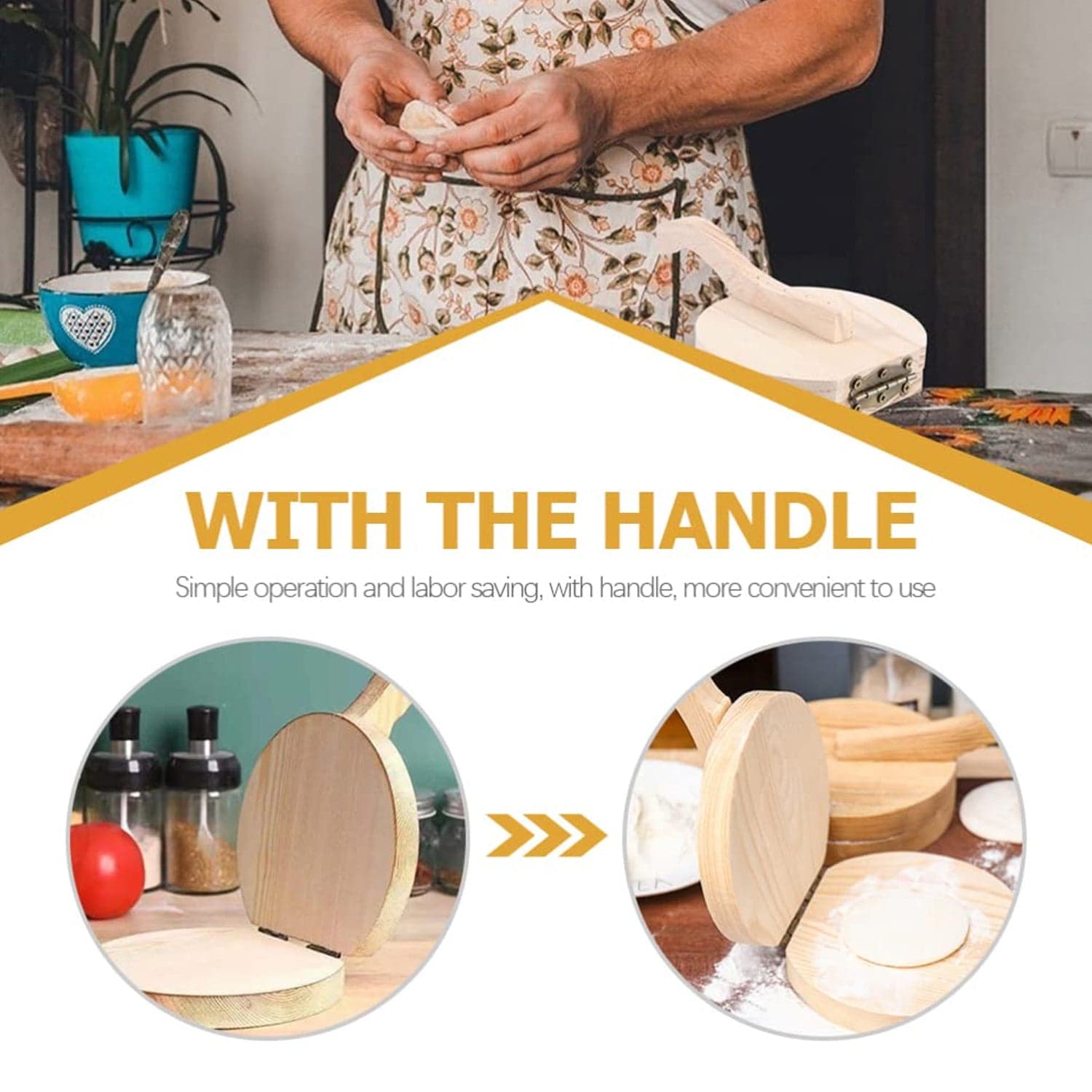 Small Wooden Dumpling Press Tool Tortilla Press Dough Dumpling (1 Pc) thumbnail 4