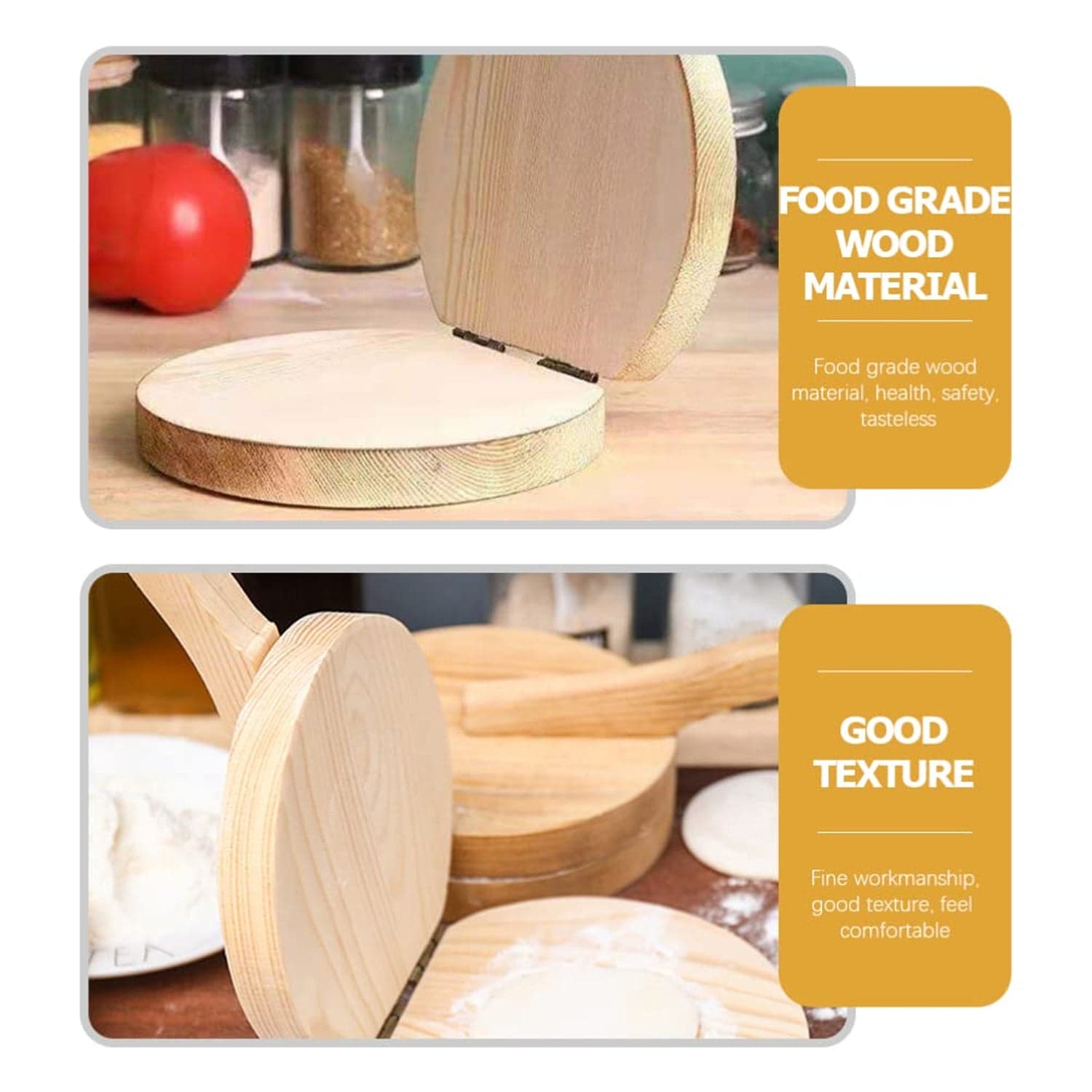 Small Wooden Dumpling Press Tool Tortilla Press Dough Dumpling (1 Pc) thumbnail 6