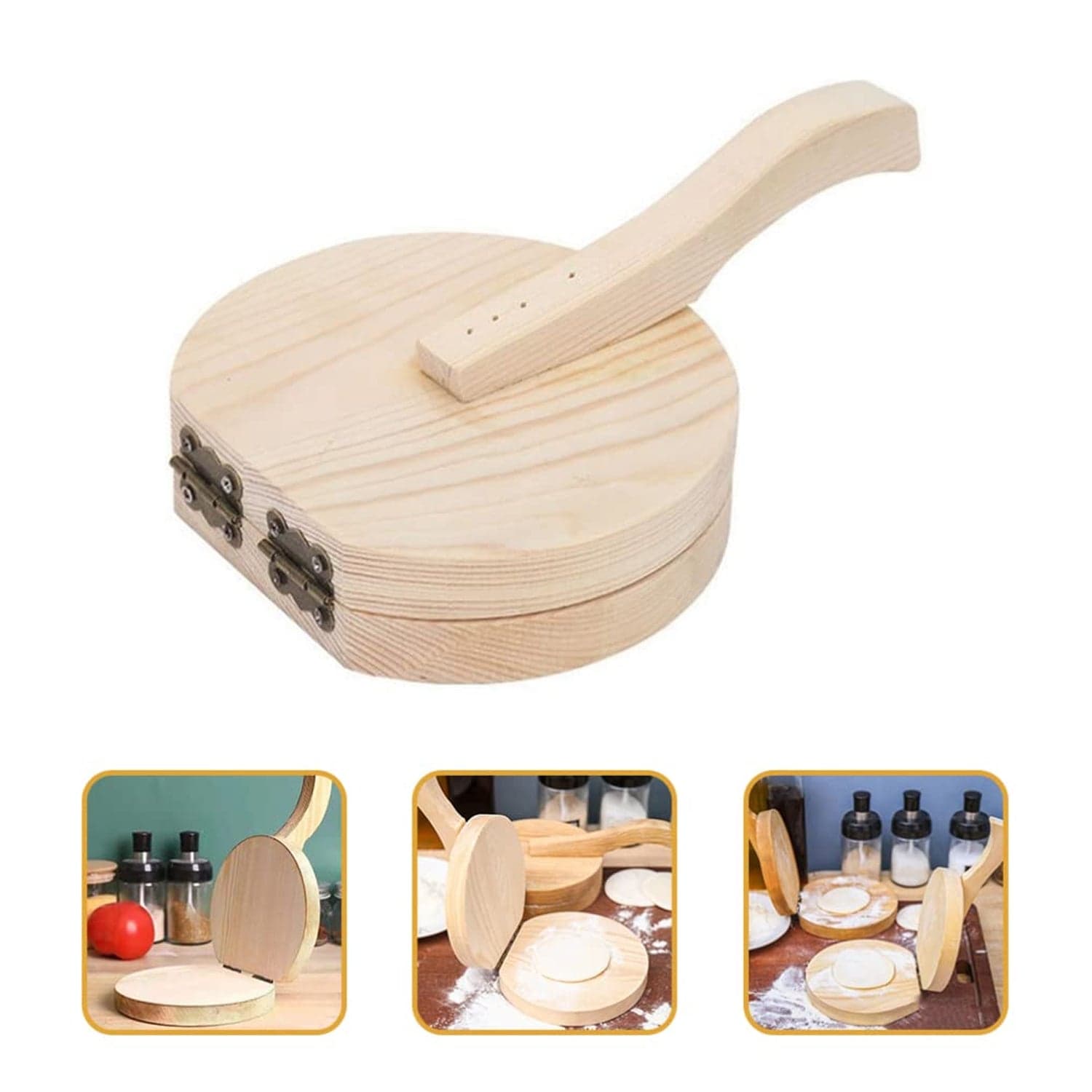 Small Wooden Dumpling Press Tool Tortilla Press Dough Dumpling (1 Pc) thumbnail 7