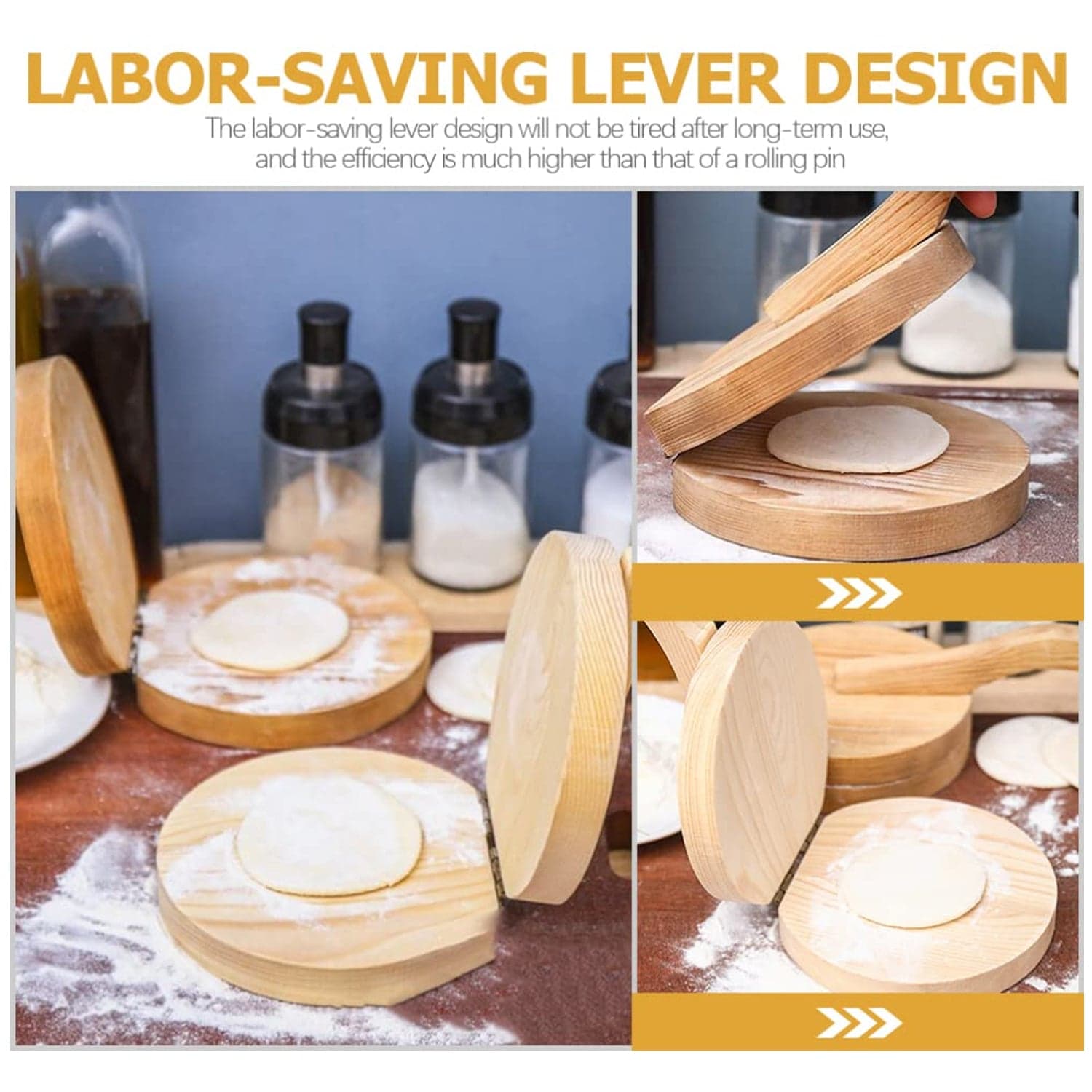 Small Wooden Dumpling Press Tool Tortilla Press Dough Dumpling (1 Pc) thumbnail 8