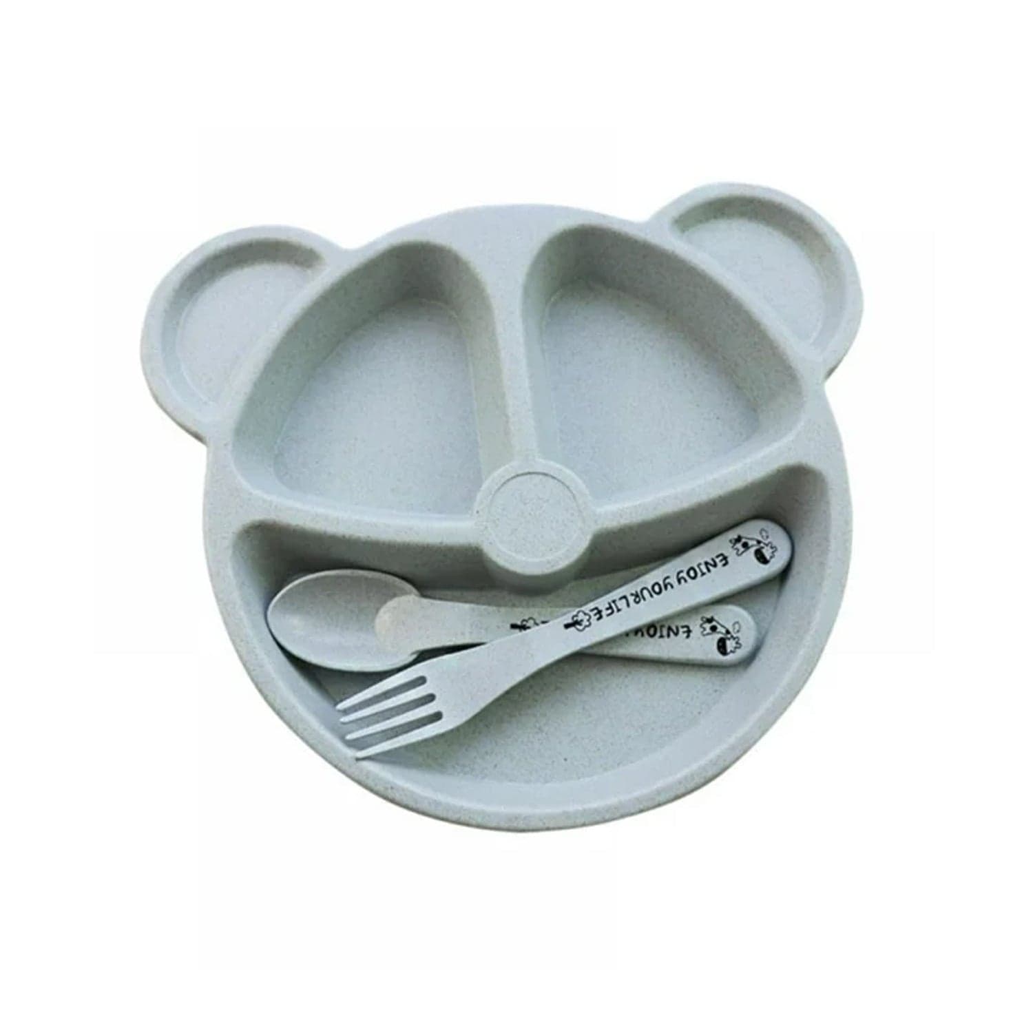 Kids 3 Compartment Food Tray / Plates With Spoon & Fork (1 Set) thumbnail 6