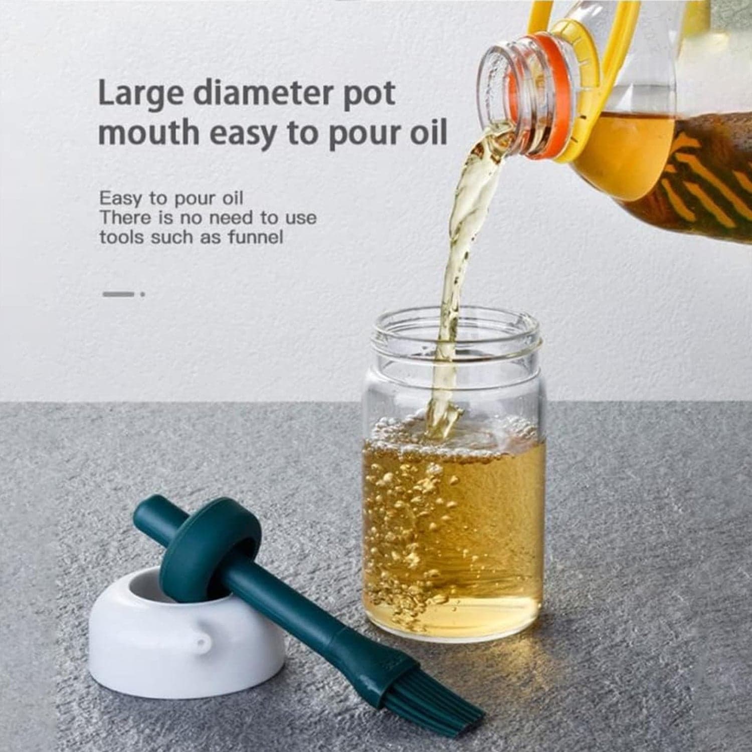 2 in 1 Glass Oil dispenser jar / Bottle with brush (1 Set) thumbnail 6