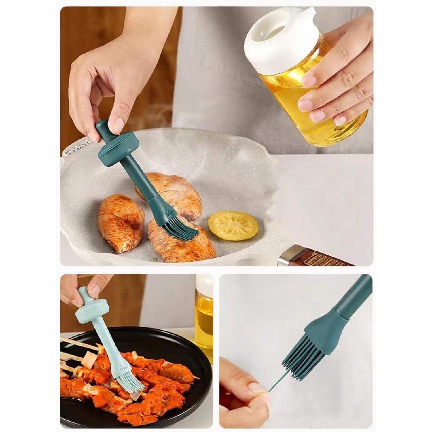 2 in 1 Glass Oil dispenser jar / Bottle with brush (1 Set) thumbnail 9