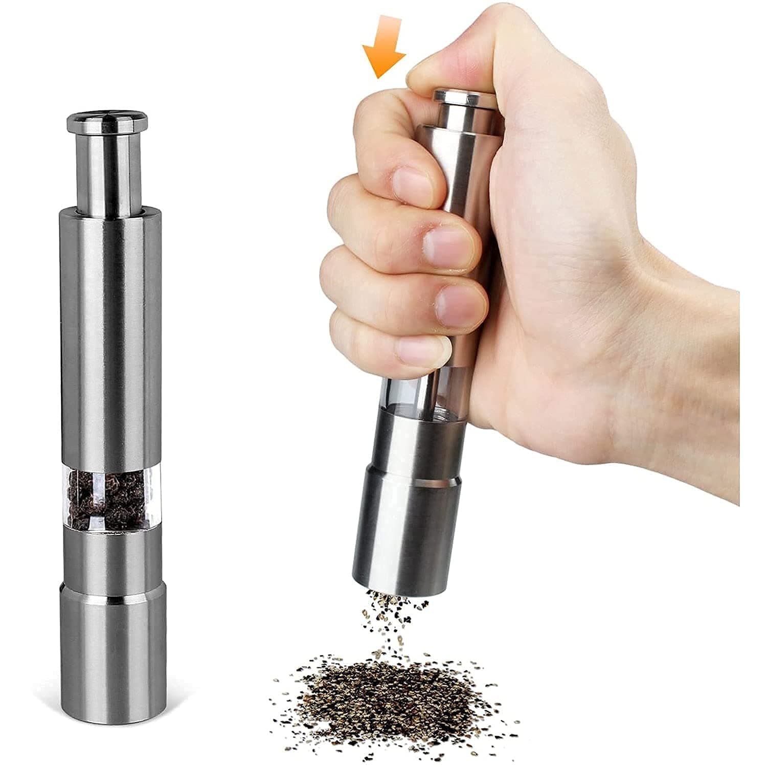 Stainless Steel Thumb Presser Salt and Pepper Grinder (1 Pc) thumbnail 4