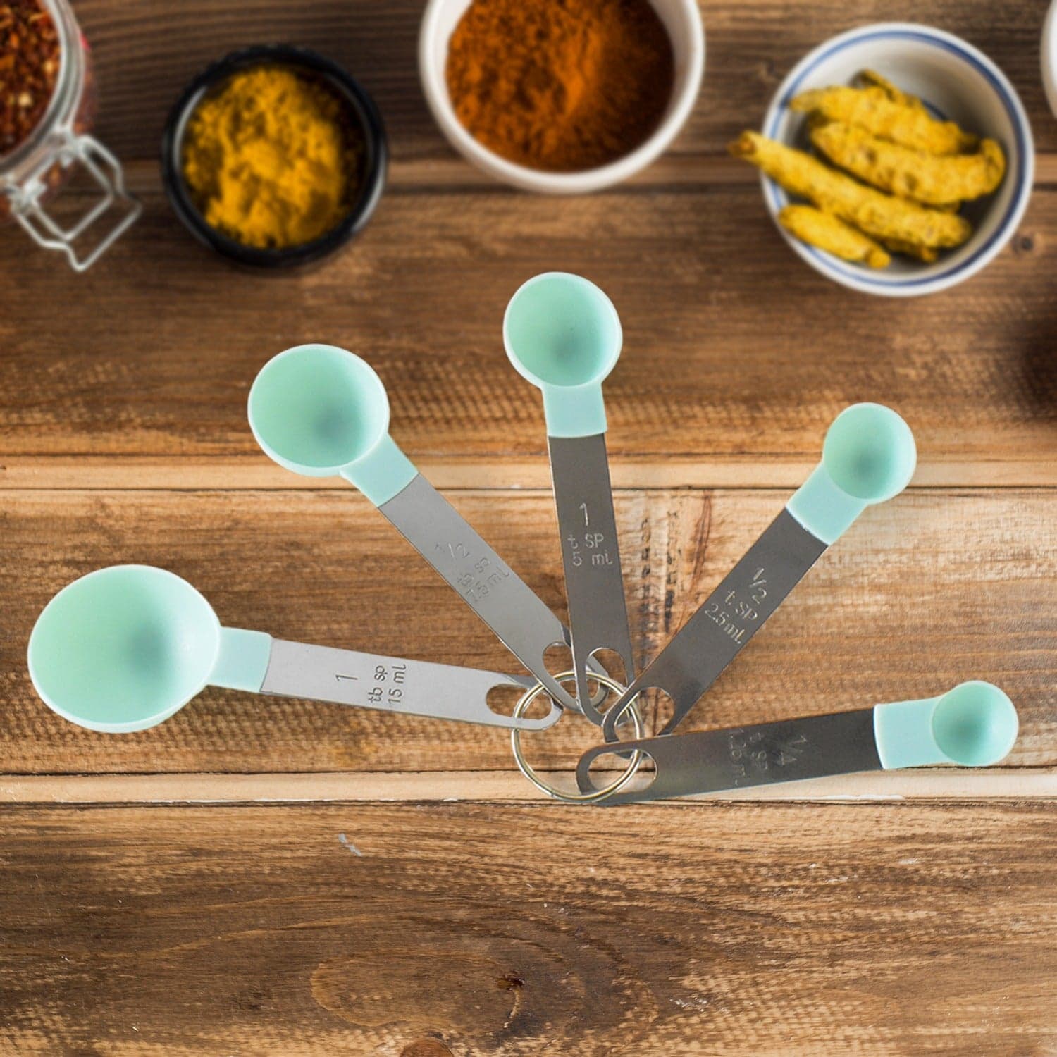 Stainless Steel and Plastics Measuring Spoon (Set of 5 Pc) thumbnail 1
