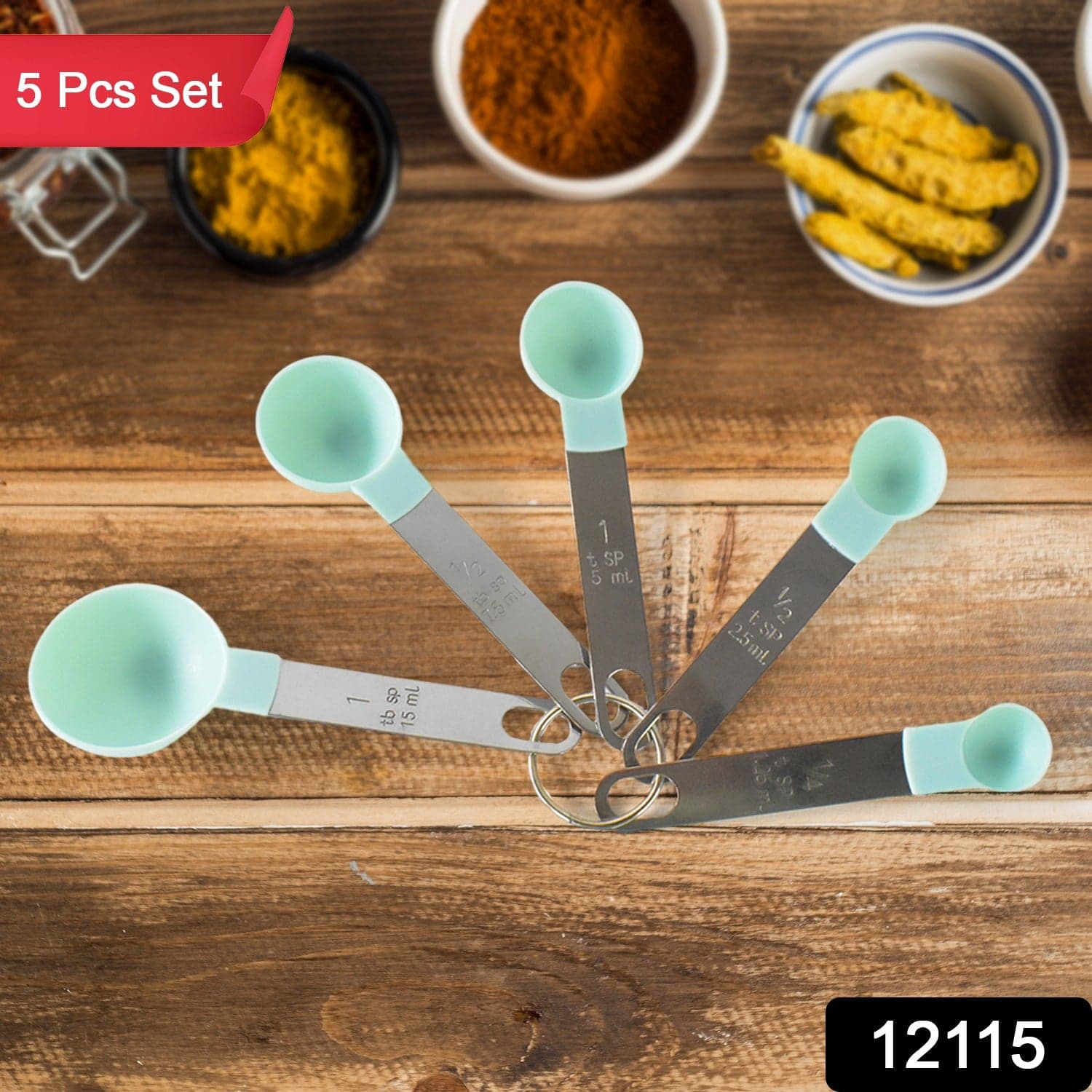 Stainless Steel and Plastics Measuring Spoon (Set of 5 Pc) thumbnail 2