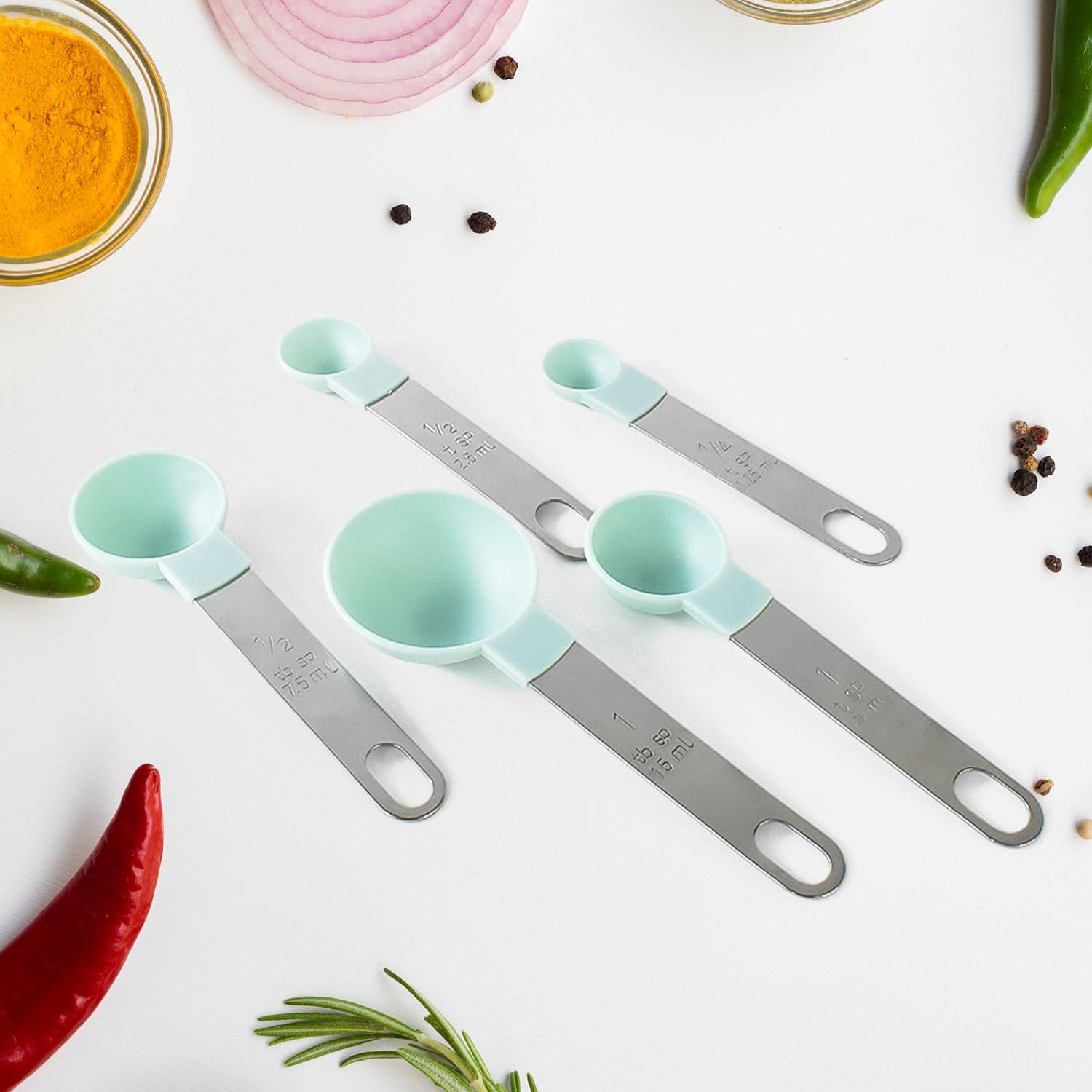 Stainless Steel and Plastics Measuring Spoon (Set of 5 Pc) thumbnail 6