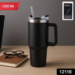 Vacuum Insulated Travel Mug With Straw And Handle