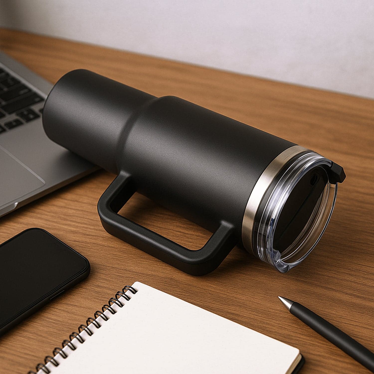 Vacuum Insulated Travel Mug With Straw And Handle thumbnail 3