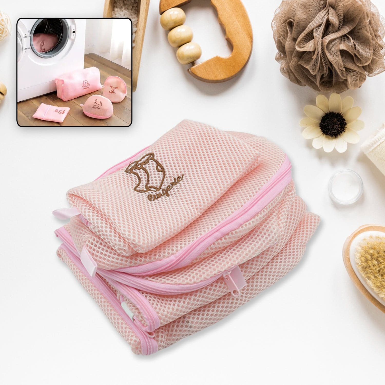 5Pc Zippered Mesh Laundry Wash Bags Foldable Delicates Lingerie Socks thumbnail 5