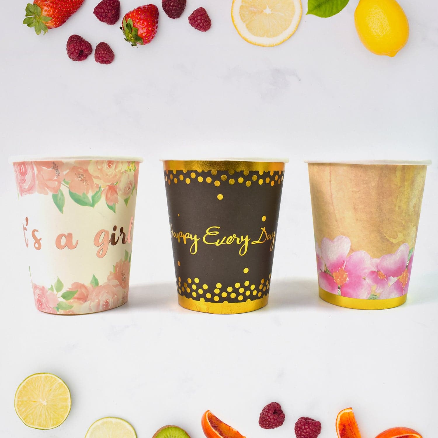 Disposable Paper Cups, Disposable Tea, Coffee Cups (3 Pcs Set / Mix Color) thumbnail 1
