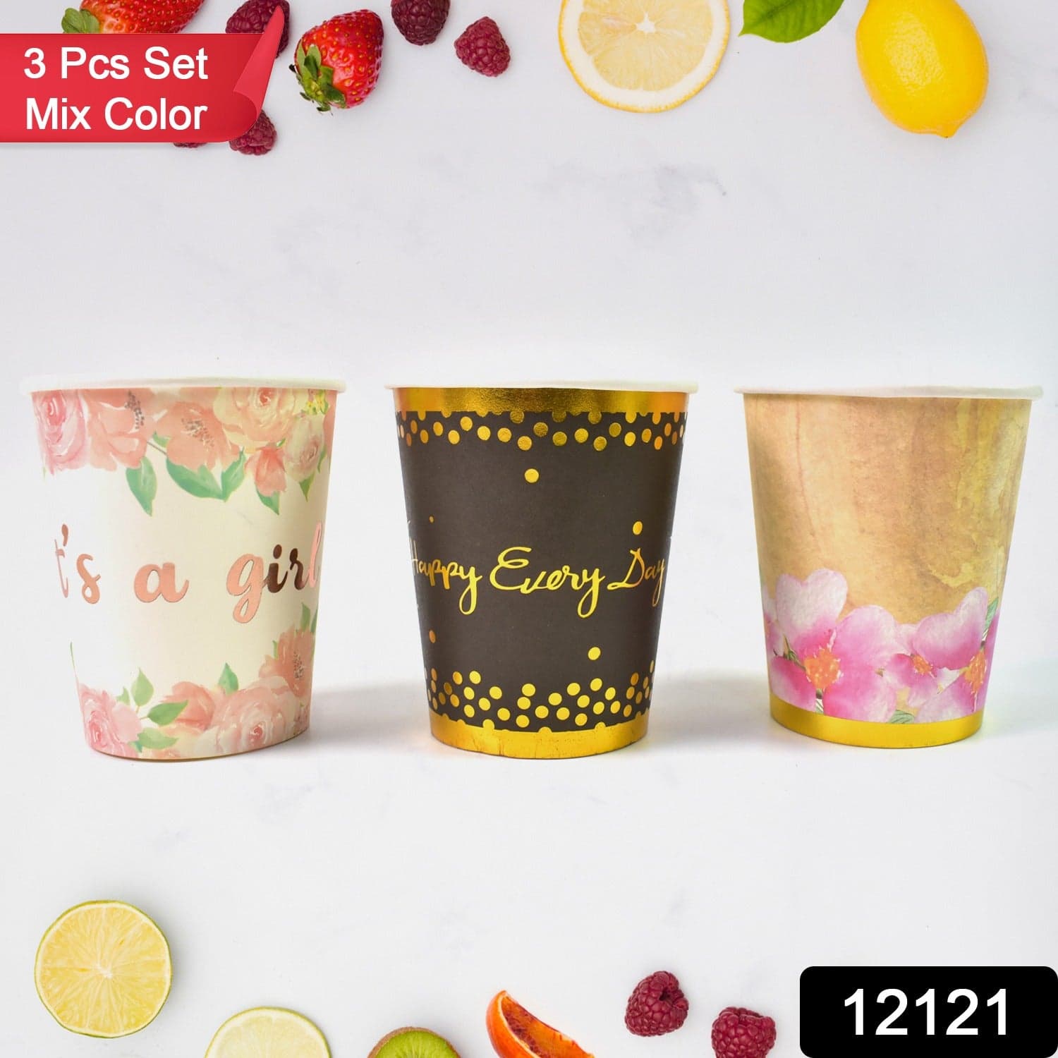 Disposable Paper Cups, Disposable Tea, Coffee Cups (3 Pcs Set / Mix Color) thumbnail 2