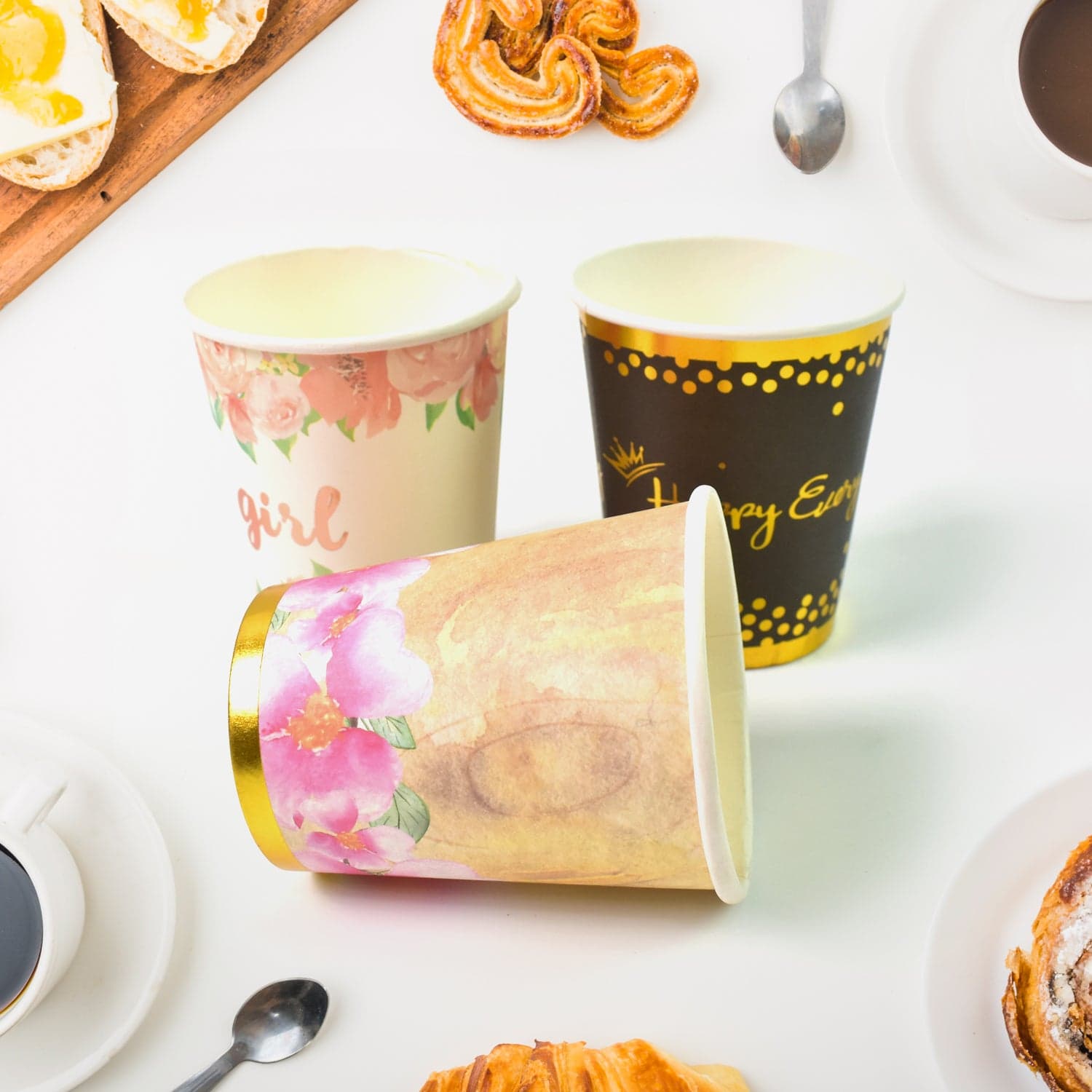 Disposable Paper Cups, Disposable Tea, Coffee Cups (3 Pcs Set / Mix Color) thumbnail 4