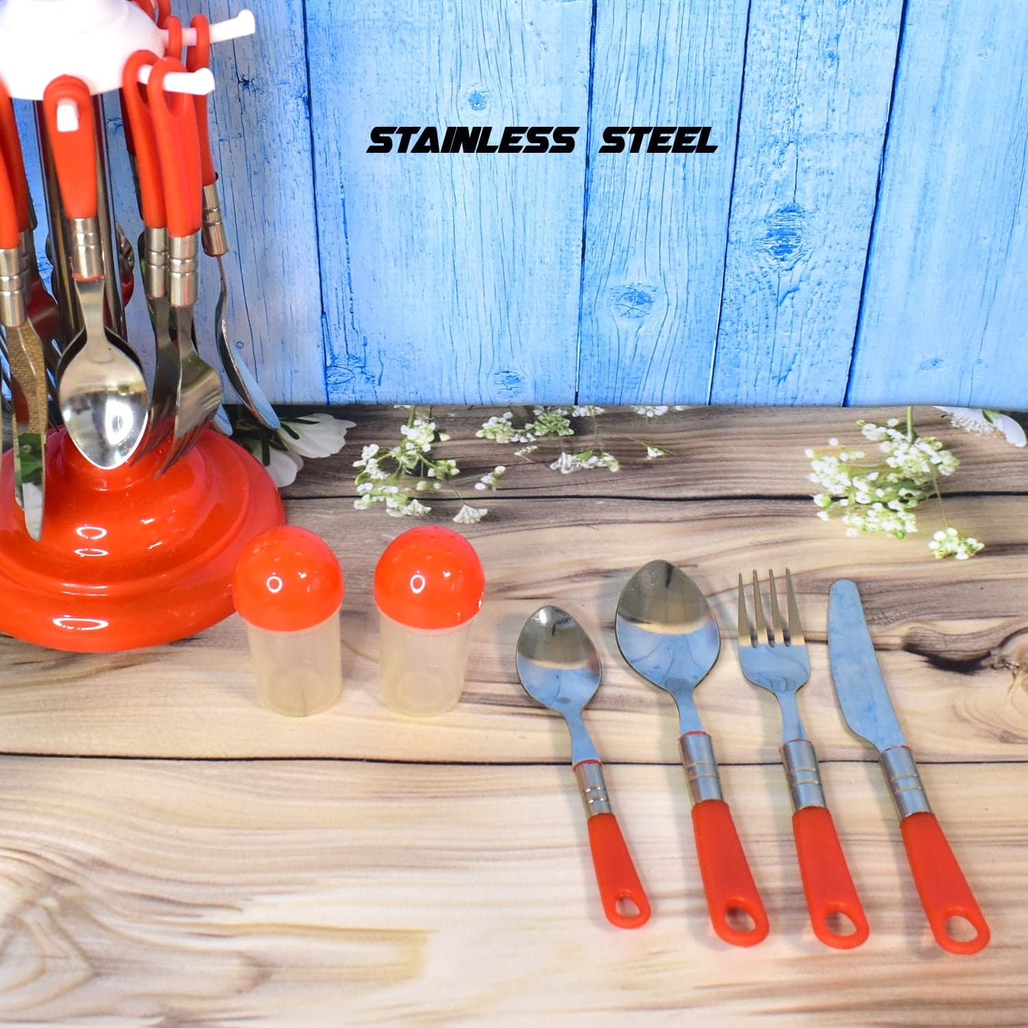 Luxury Cutlery Set for Dining Table Stainless Steel 26-Piece Set With Stand (1 Set thumbnail 8
