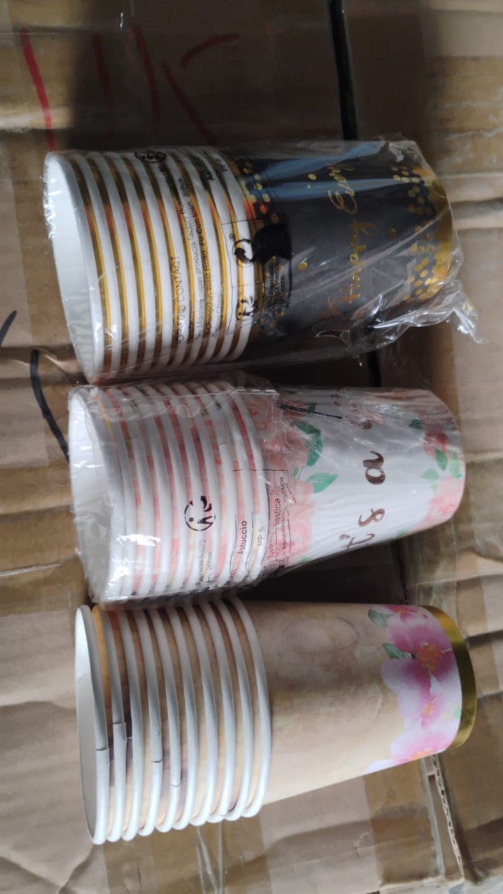 Disposable Paper Cups, Disposable Tea, Coffee Cups (10 Pcs Set / Mix Color & Design) thumbnail 7