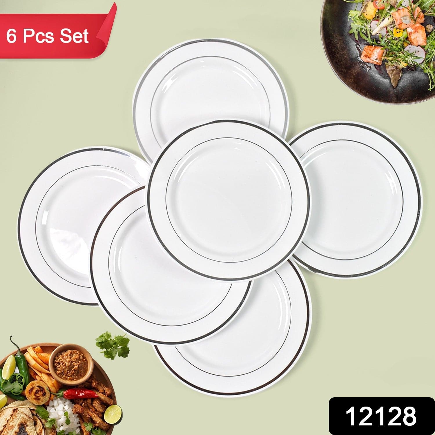 Round Plastic Dinner Plates Wedding Birthday Party Tableware Supplies (6 Pcs Set) thumbnail 2