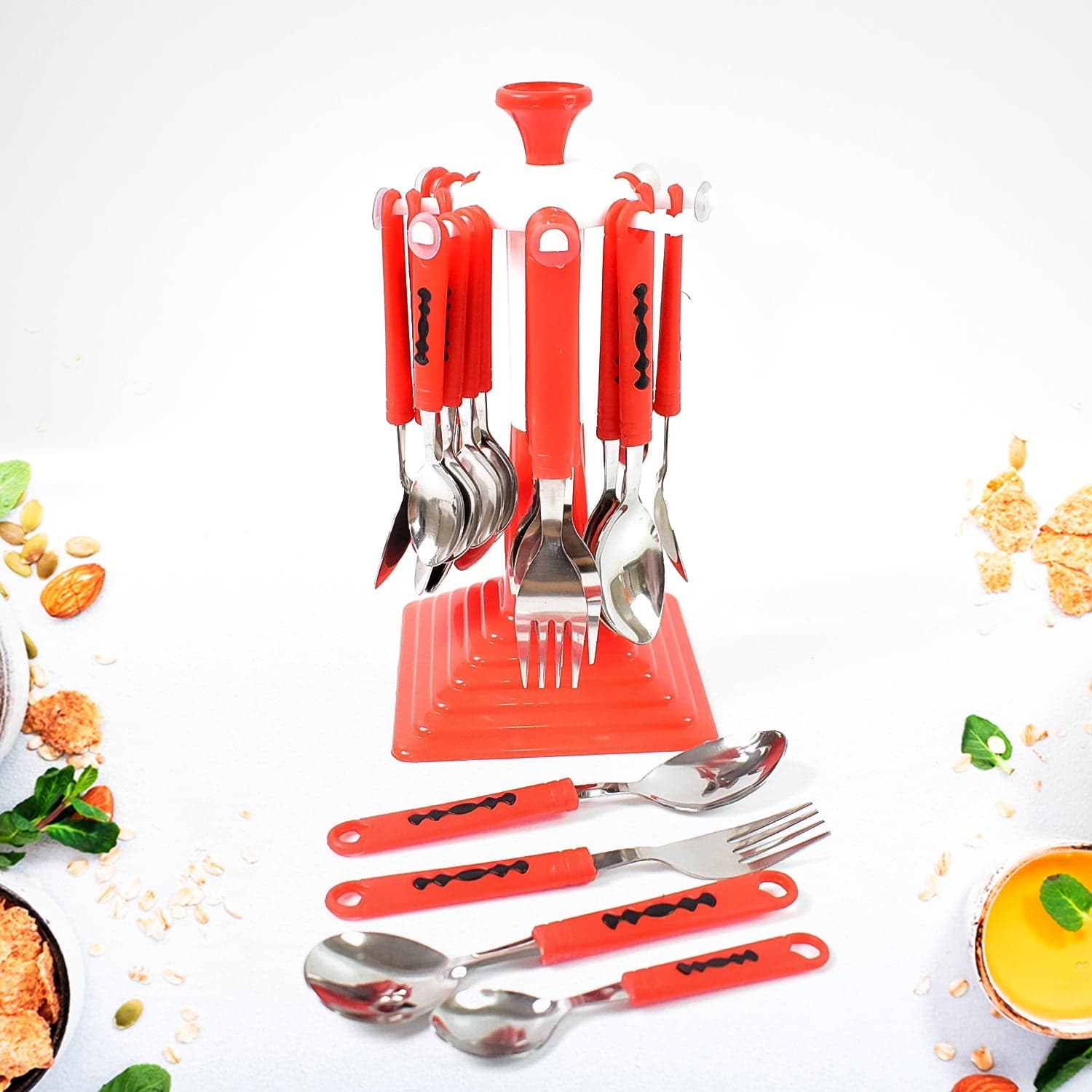 Classic Cutlery Set for Dining Table Stainless Steel 24-Piece Set With Stand (1 Set thumbnail 5