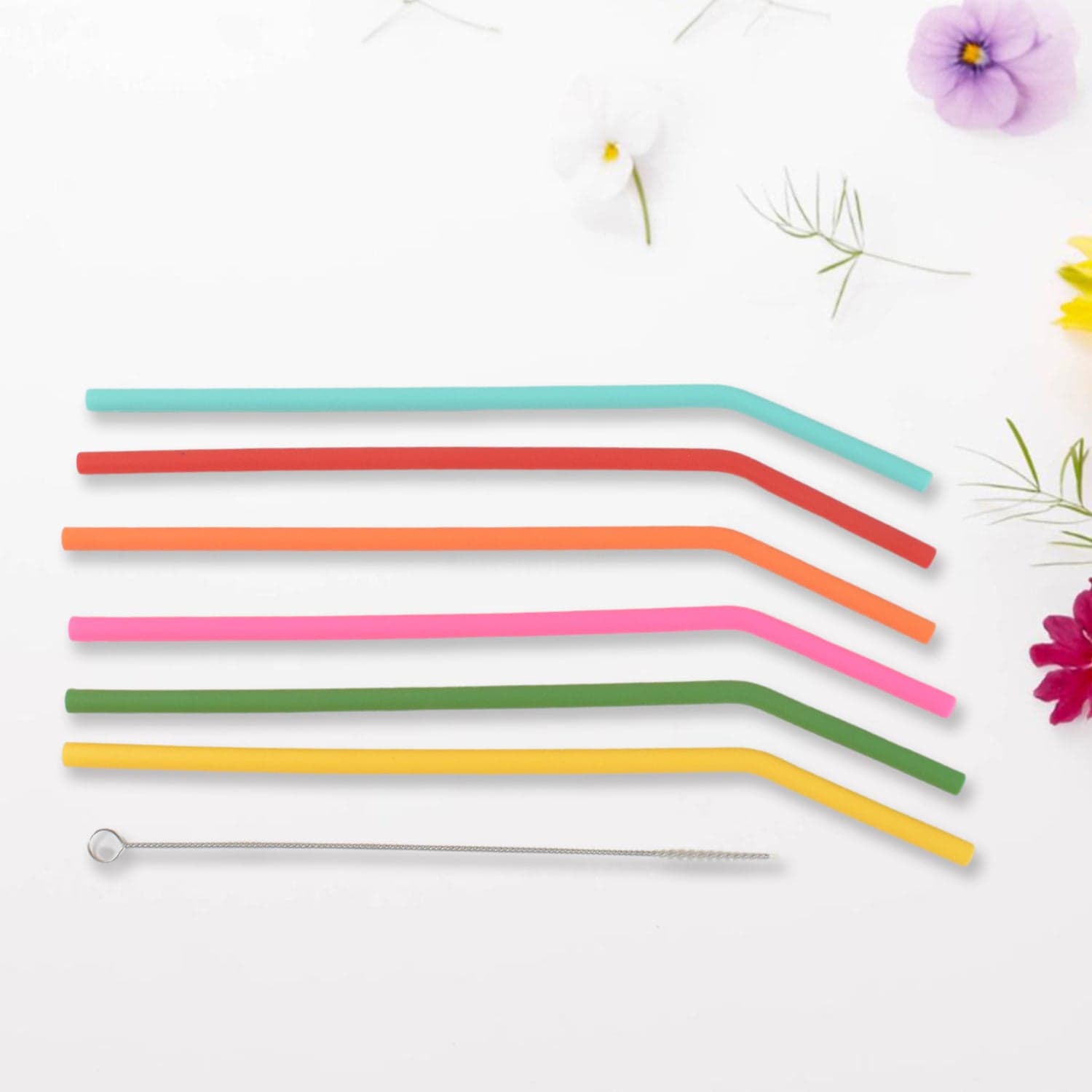 Reusable Silicone Straws Flexible Drinking Straws with Cleaning Brush (7 pc) thumbnail 4