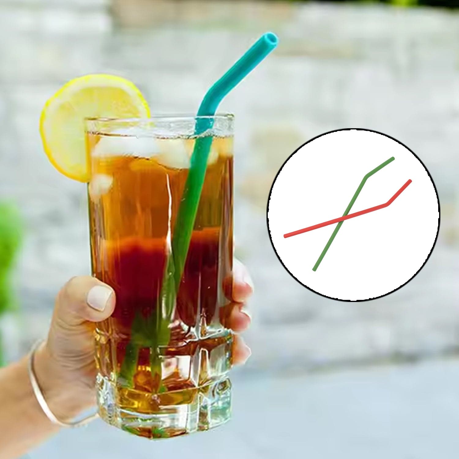 Reusable Silicone Straws Flexible Drinking Straws with Cleaning Brush (7 pc) thumbnail 7