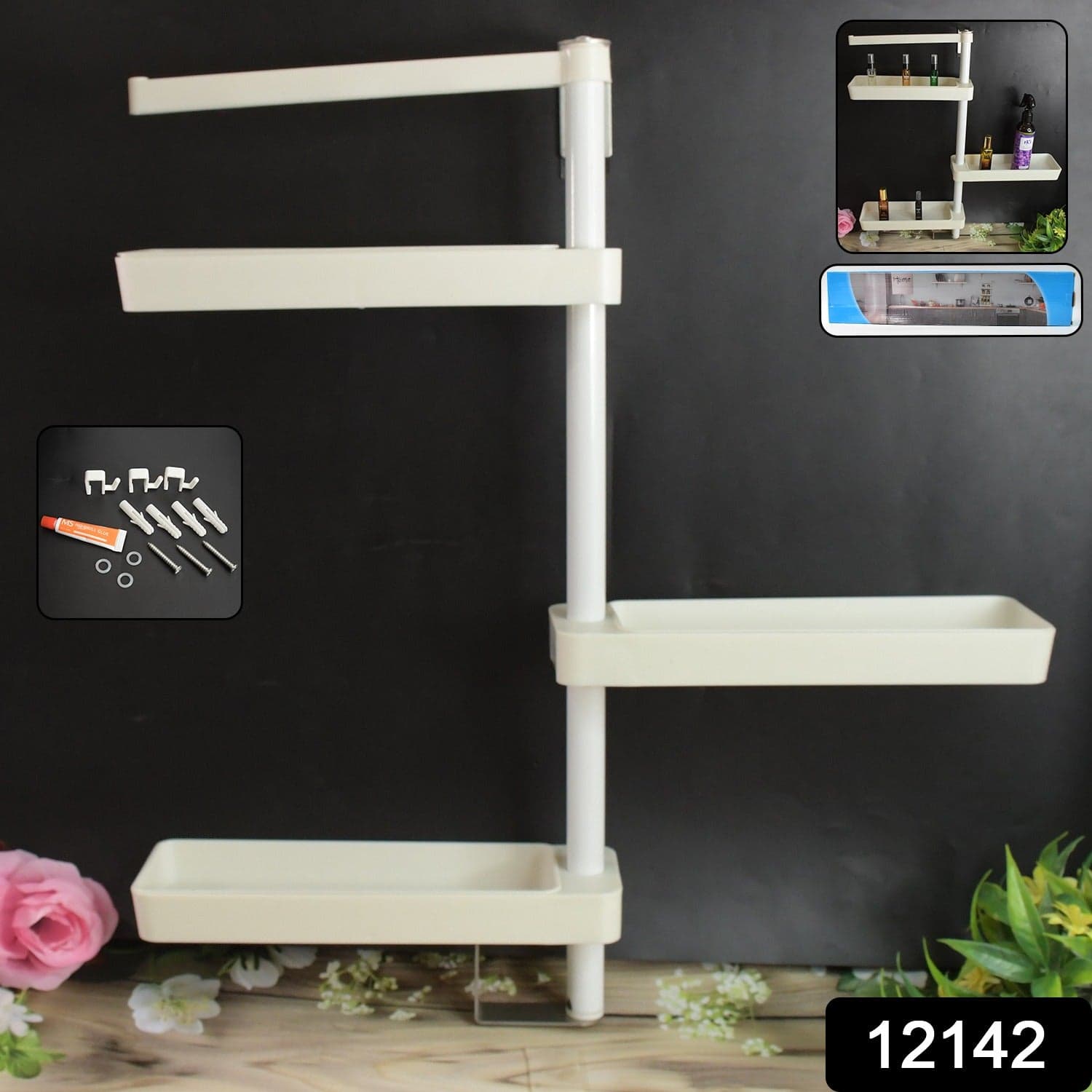 Kitchen Organization Rotating Shelf Storage Racks Multipurpose Adjustable (1 Set) thumbnail 2
