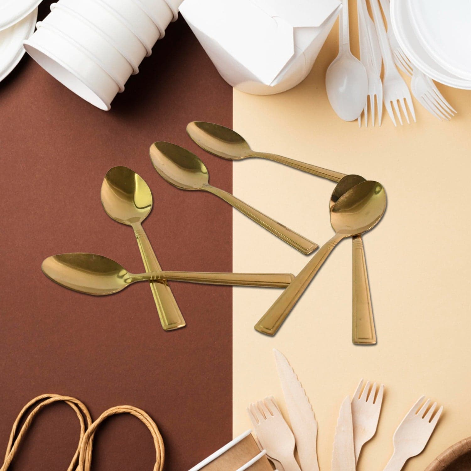 Premium Luxurious Stainless Steel Coated Spoons (6 Pcs Set / Golden) thumbnail 3