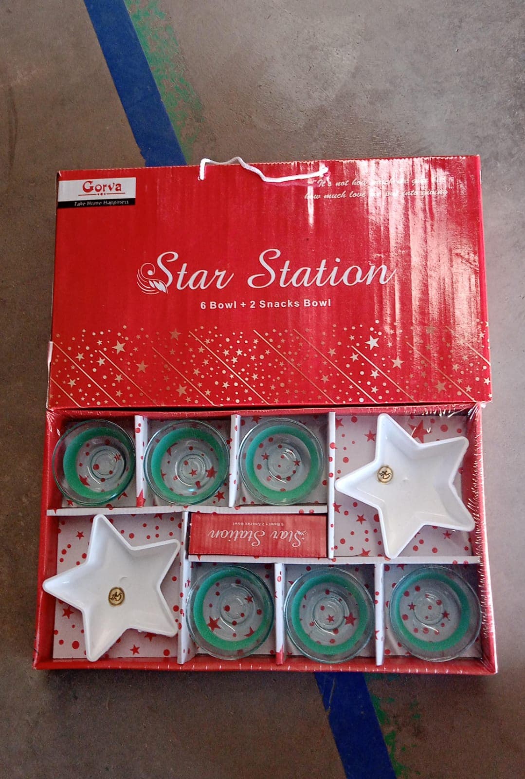 Star Station High Quality 6 Pc Glass Bowl & 2 Pc Plastic Star Shape Snack Bowl Set (8 Pcs Set) thumbnail 7